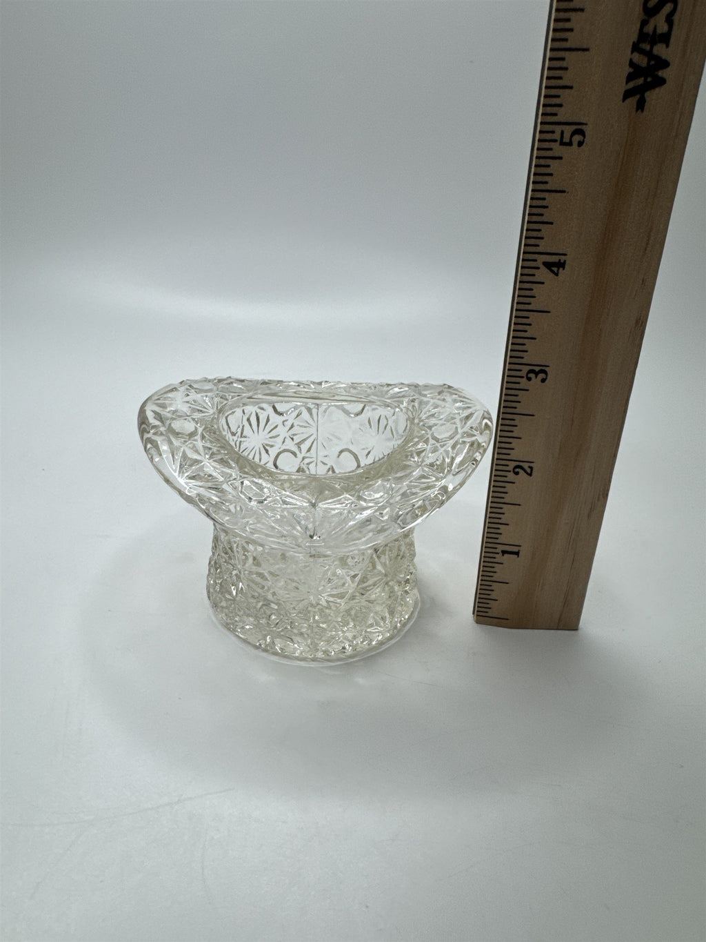 Vintage Large Clear Glass Daisy and Buttons Top Hat Dish Mini Planter Holder