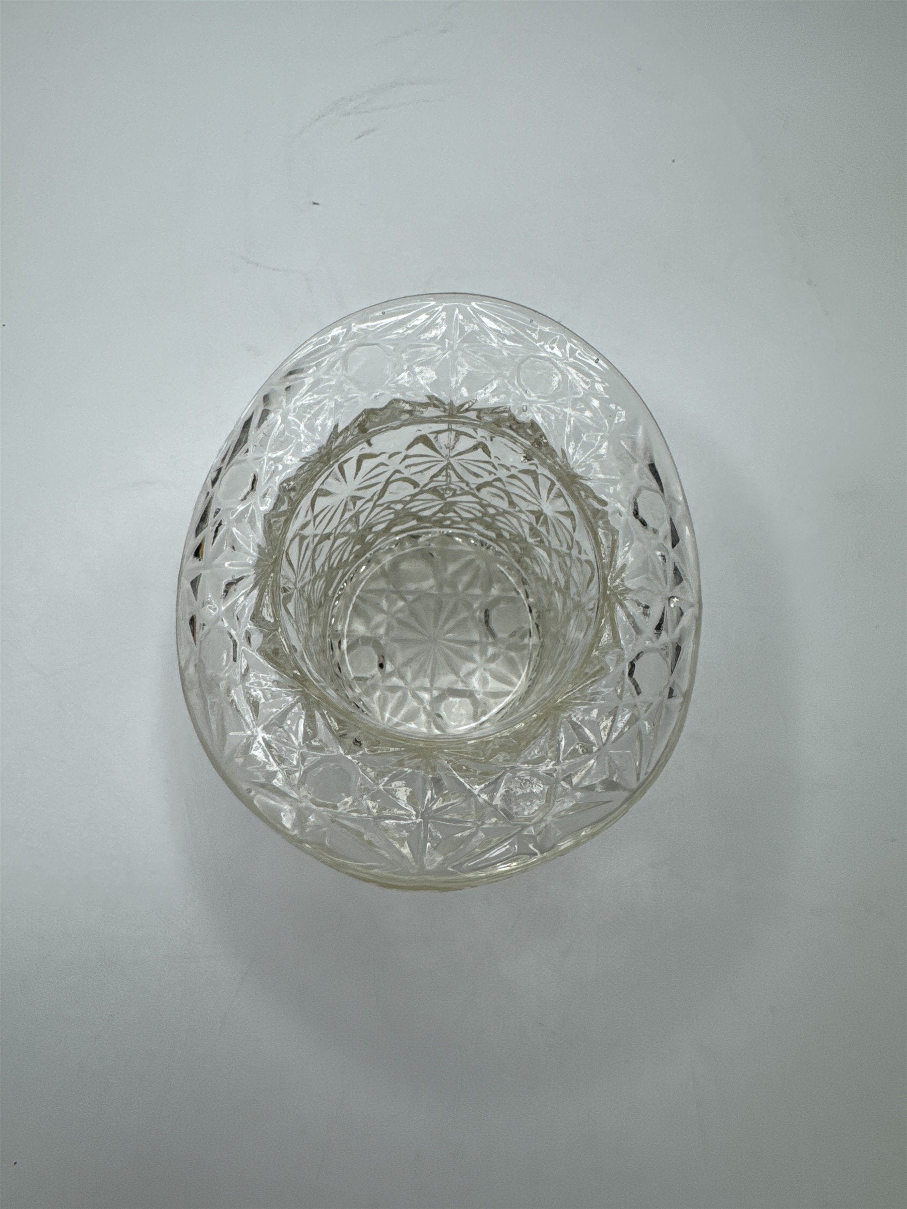 Vintage Large Clear Glass Daisy and Buttons Top Hat Dish Mini Planter Holder