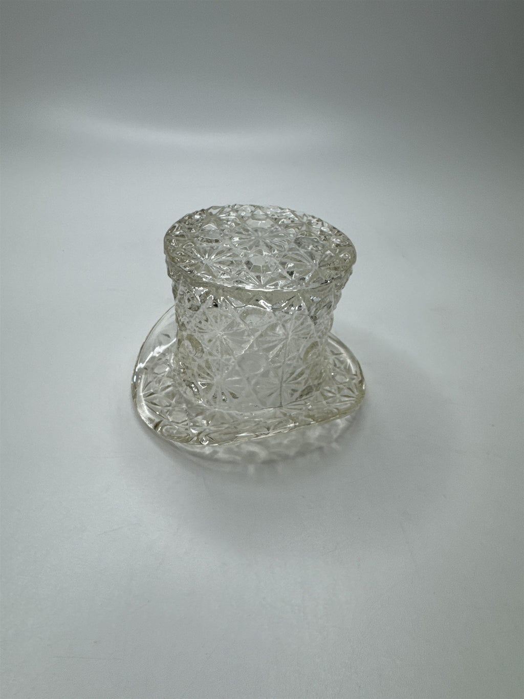 Vintage Large Clear Glass Daisy and Buttons Top Hat Dish Mini Planter Holder