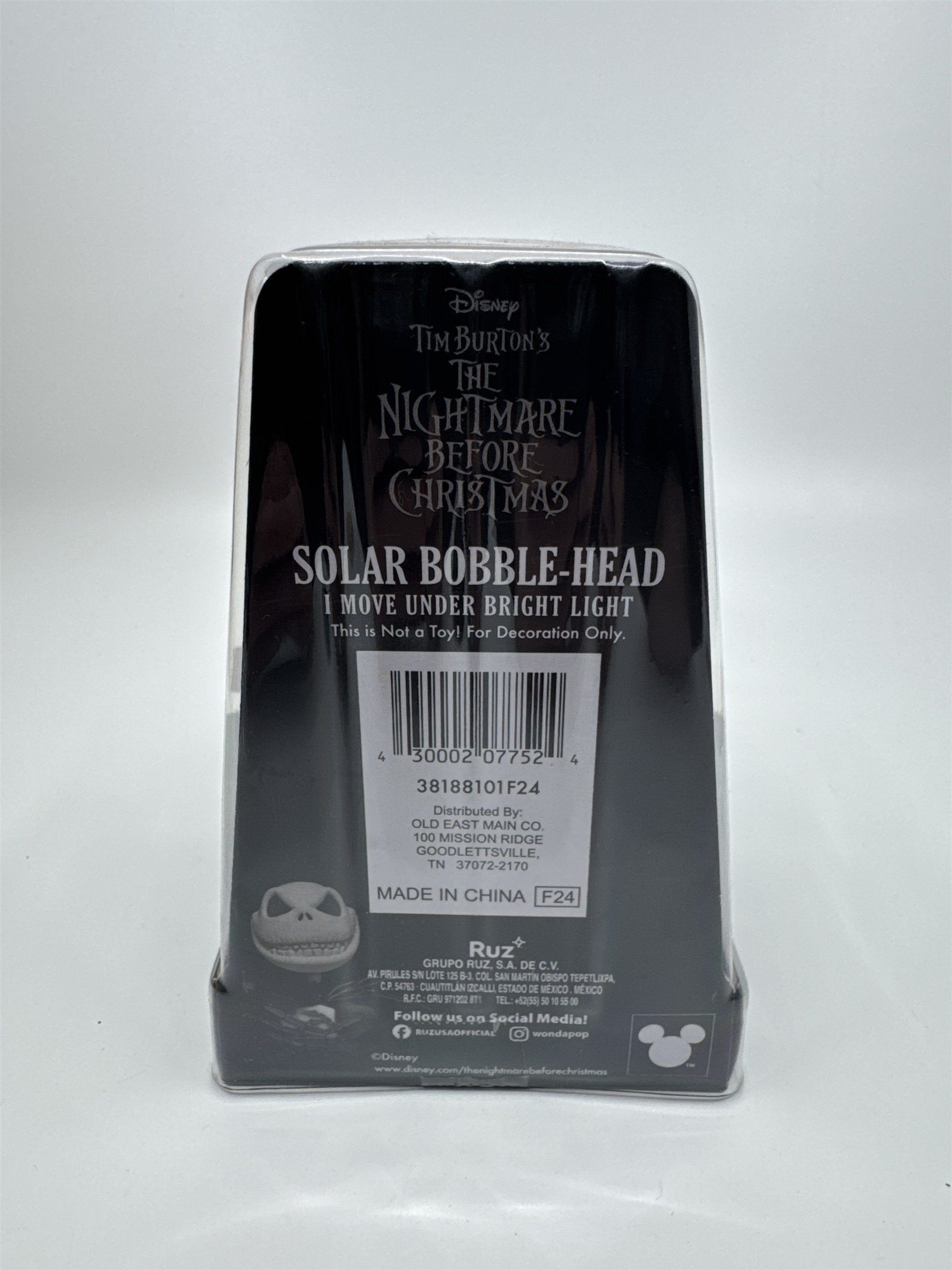Disney The Nightmare Before Christmas Jack Skellington Solar Bobble Head Santa