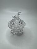 Vintage The Byrdes Birds Crystal Collection Trinket Box Round Footed Bavarian