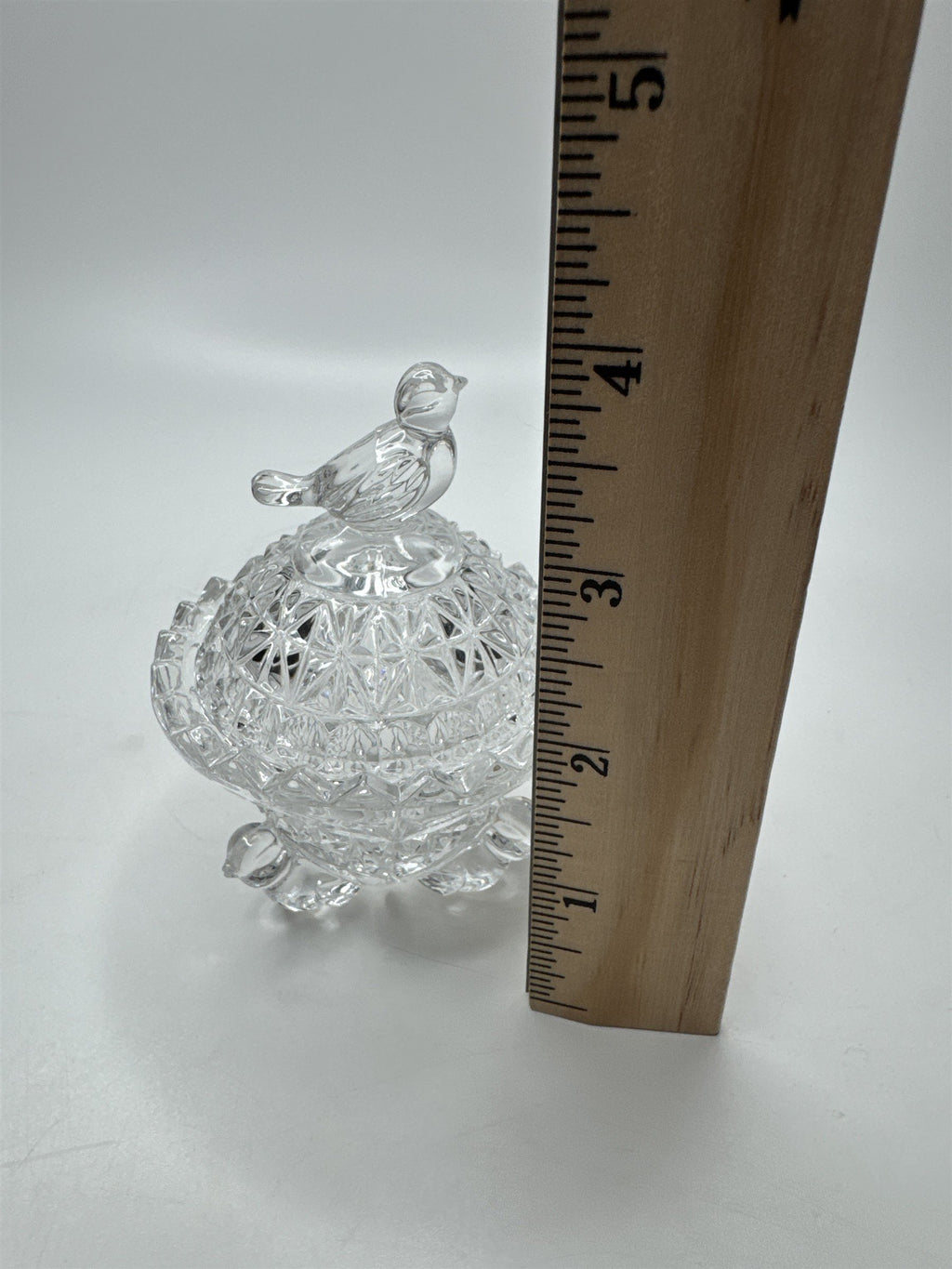 Vintage The Byrdes Birds Crystal Collection Trinket Box Round Footed Bavarian