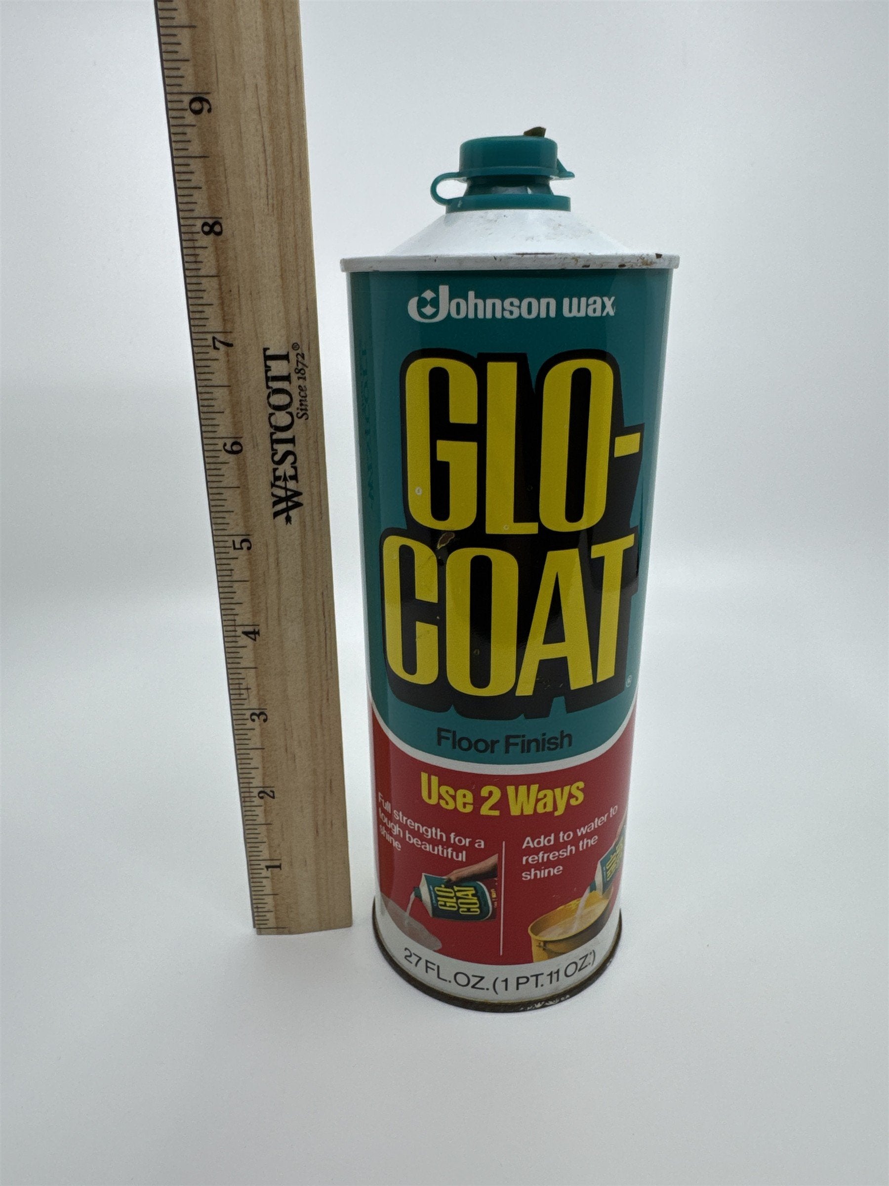 Vintage Johnson Glo Goat Floor Finish 27 FL OZ Tin With Approx. 3/4 Contents