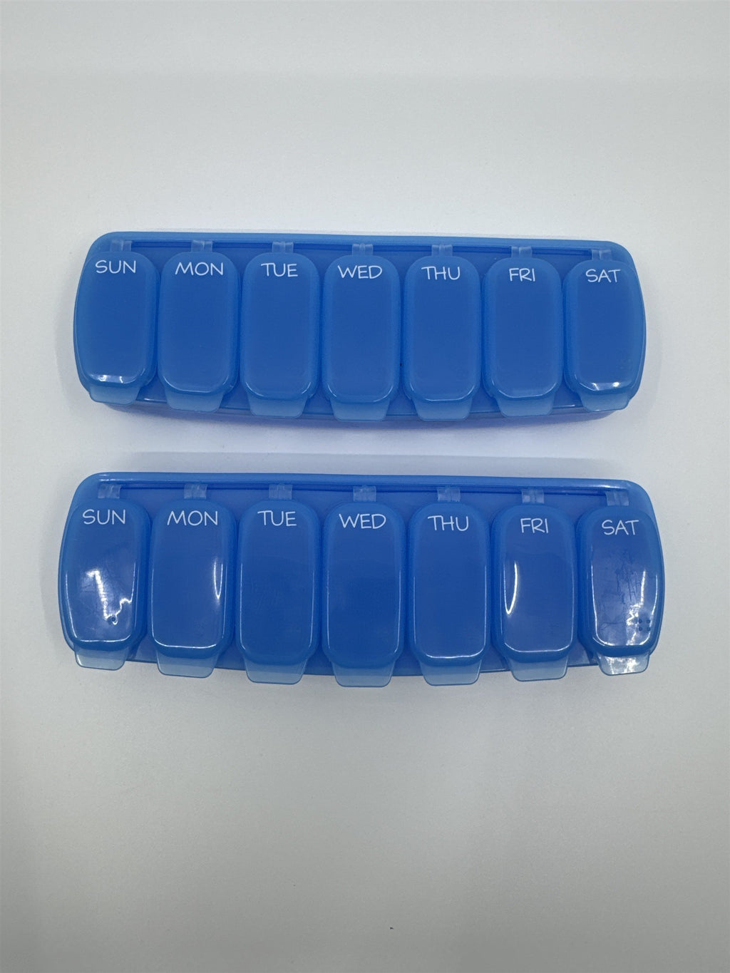 Set of Two Blue Pill/Medication Containers/Organizers Sunday Through Saturday