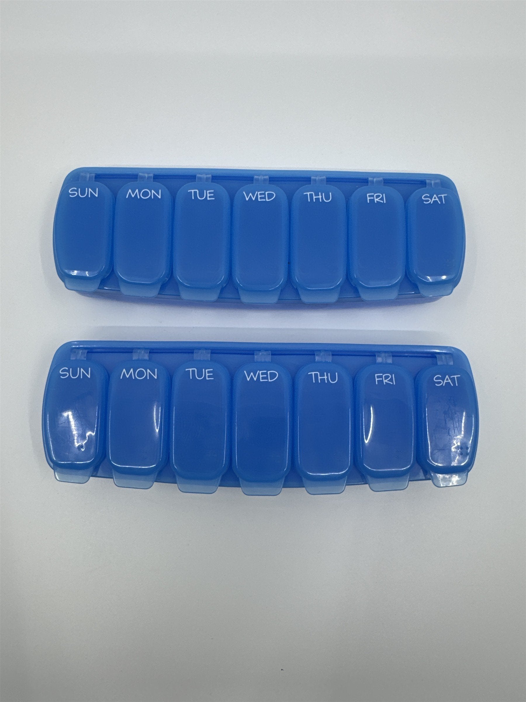 Set of Two Blue Pill/Medication Containers/Organizers Sunday Through Saturday