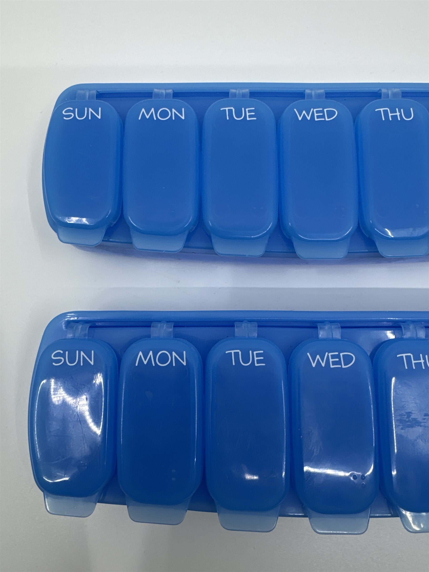 Set of Two Blue Pill/Medication Containers/Organizers Sunday Through Saturday