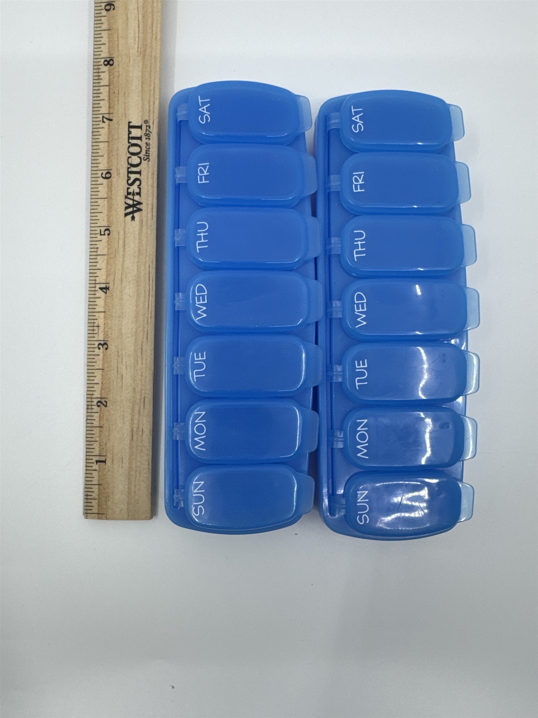 Set of Two Blue Pill/Medication Containers/Organizers Sunday Through Saturday