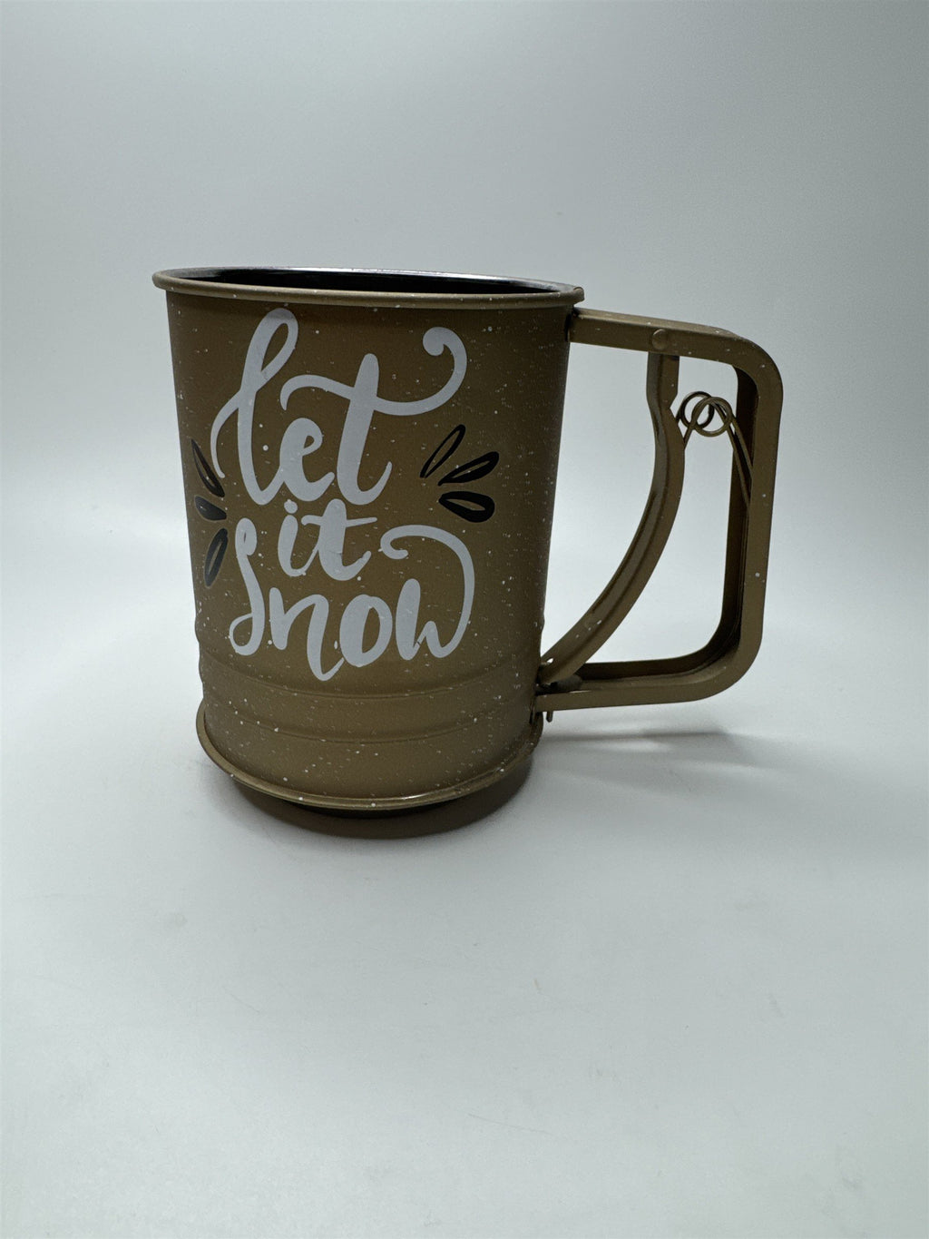 Let It Snow Winter Christmas Time Gold Flour Sifter Utensil