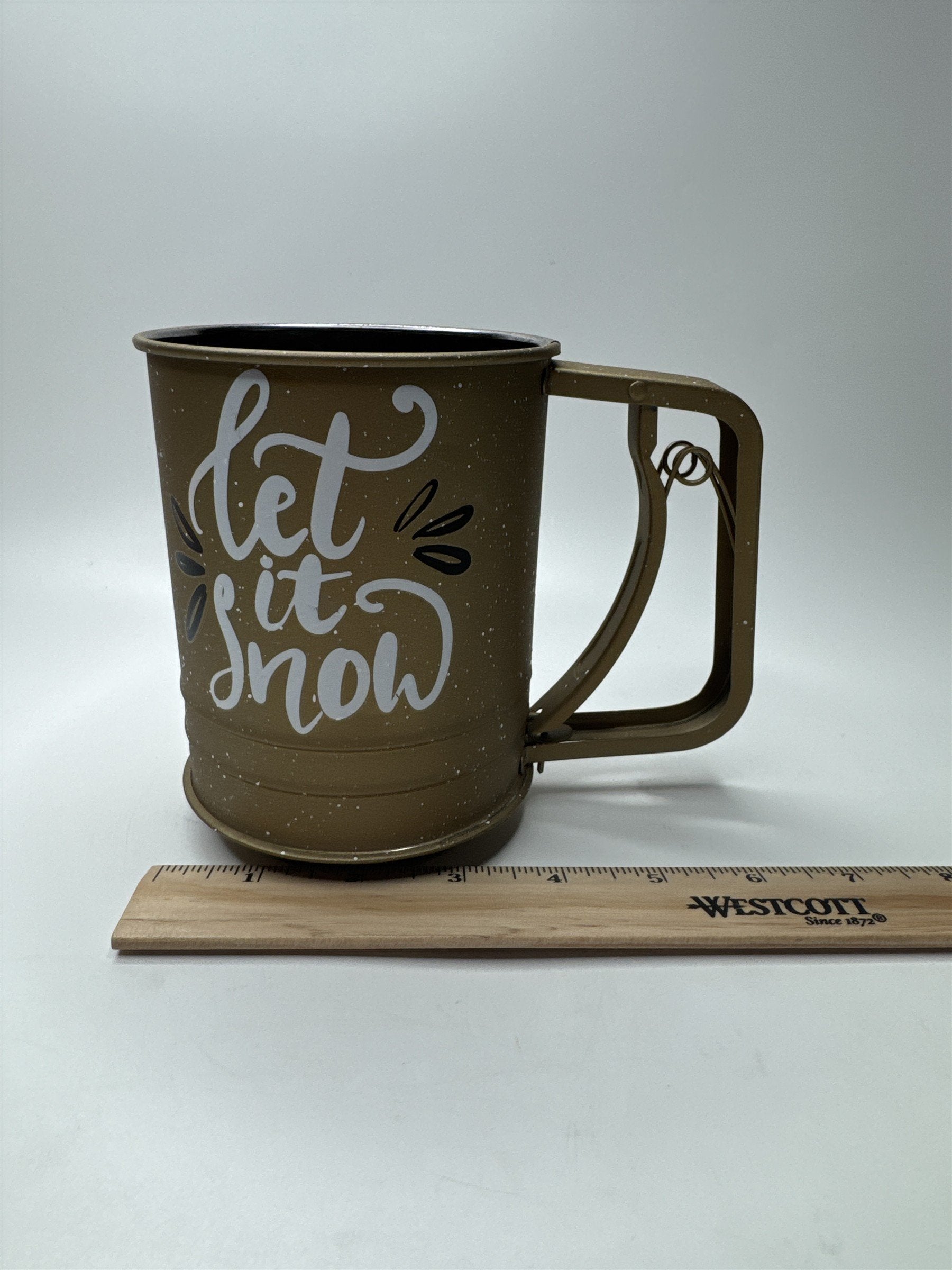 Let It Snow Winter Christmas Time Gold Flour Sifter Utensil