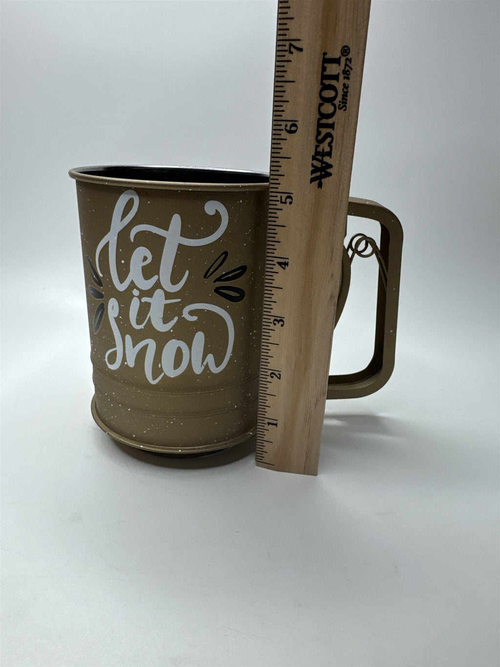 Let It Snow Winter Christmas Time Gold Flour Sifter Utensil