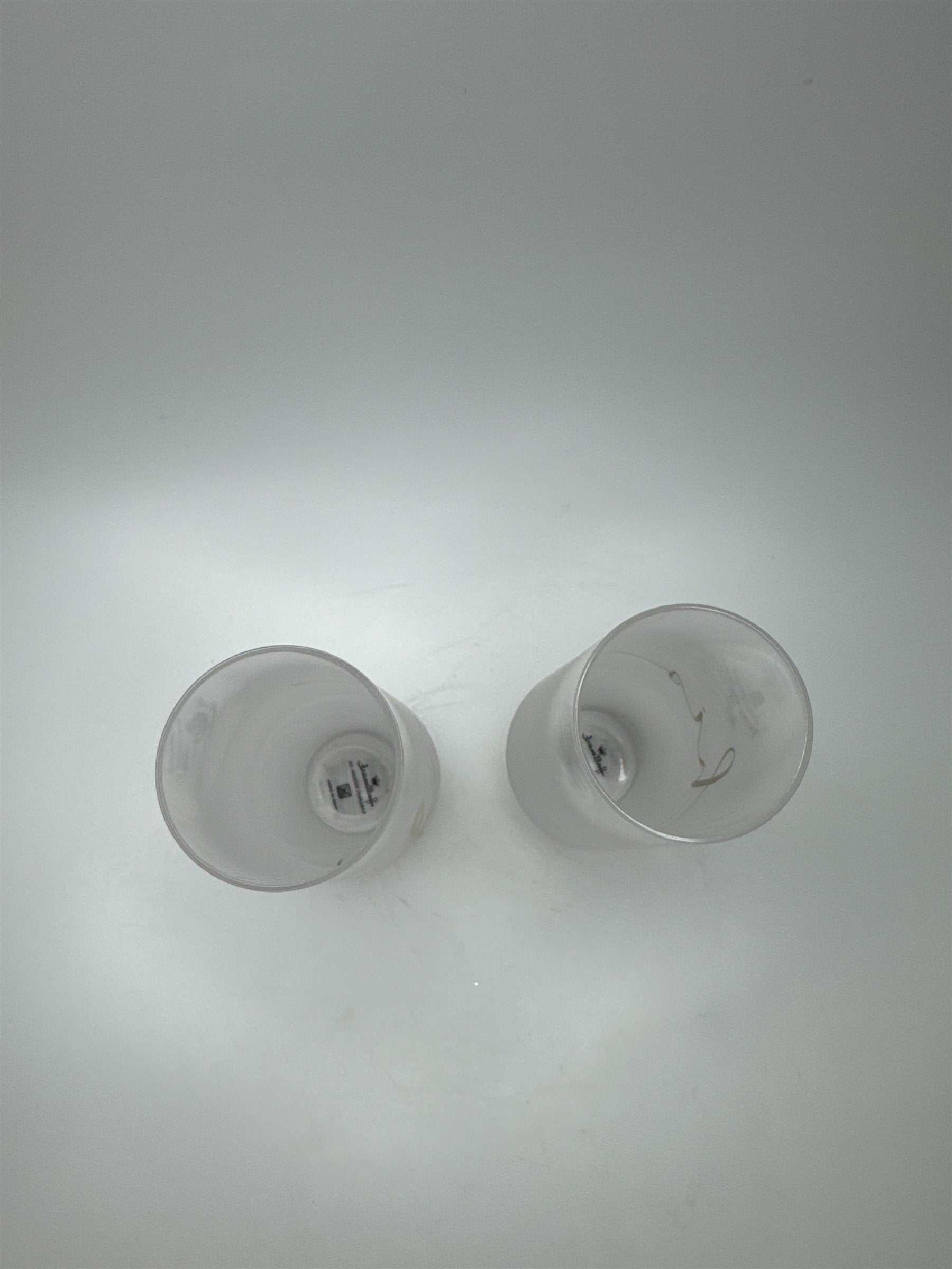Set of 2 Hallmark His Stemless Frosted Champagne Glasses Flutes Gold Writing