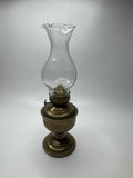 Vintage Mini Solid Brass Oil Lamp Clear Glass Shade Upper Deck Ltd Made in India