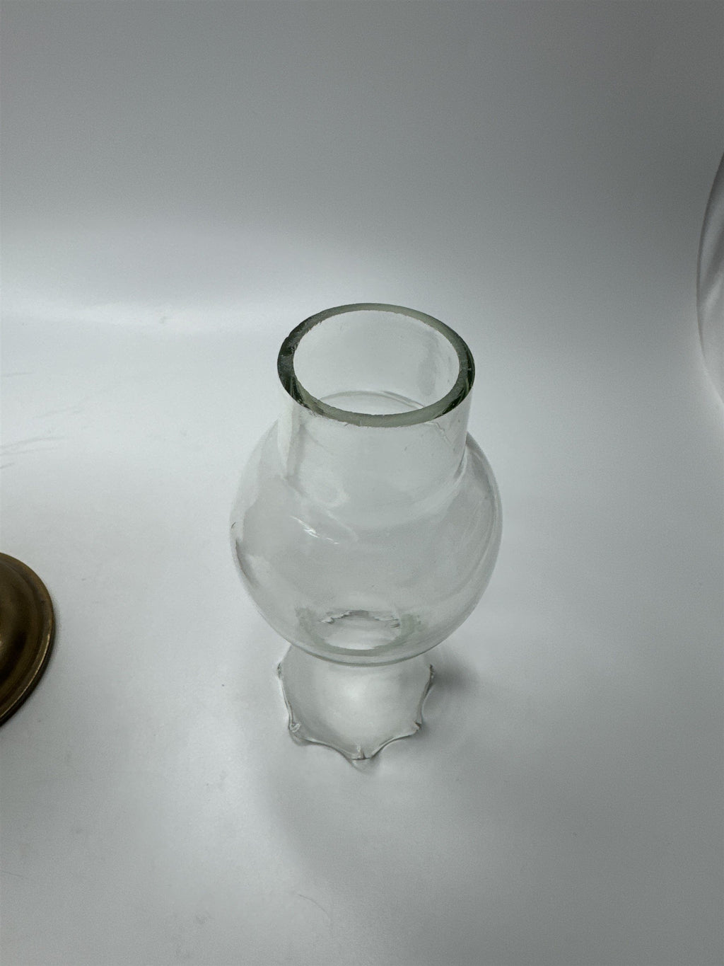 Vintage Mini Solid Brass Oil Lamp Clear Glass Shade Upper Deck Ltd Made in India