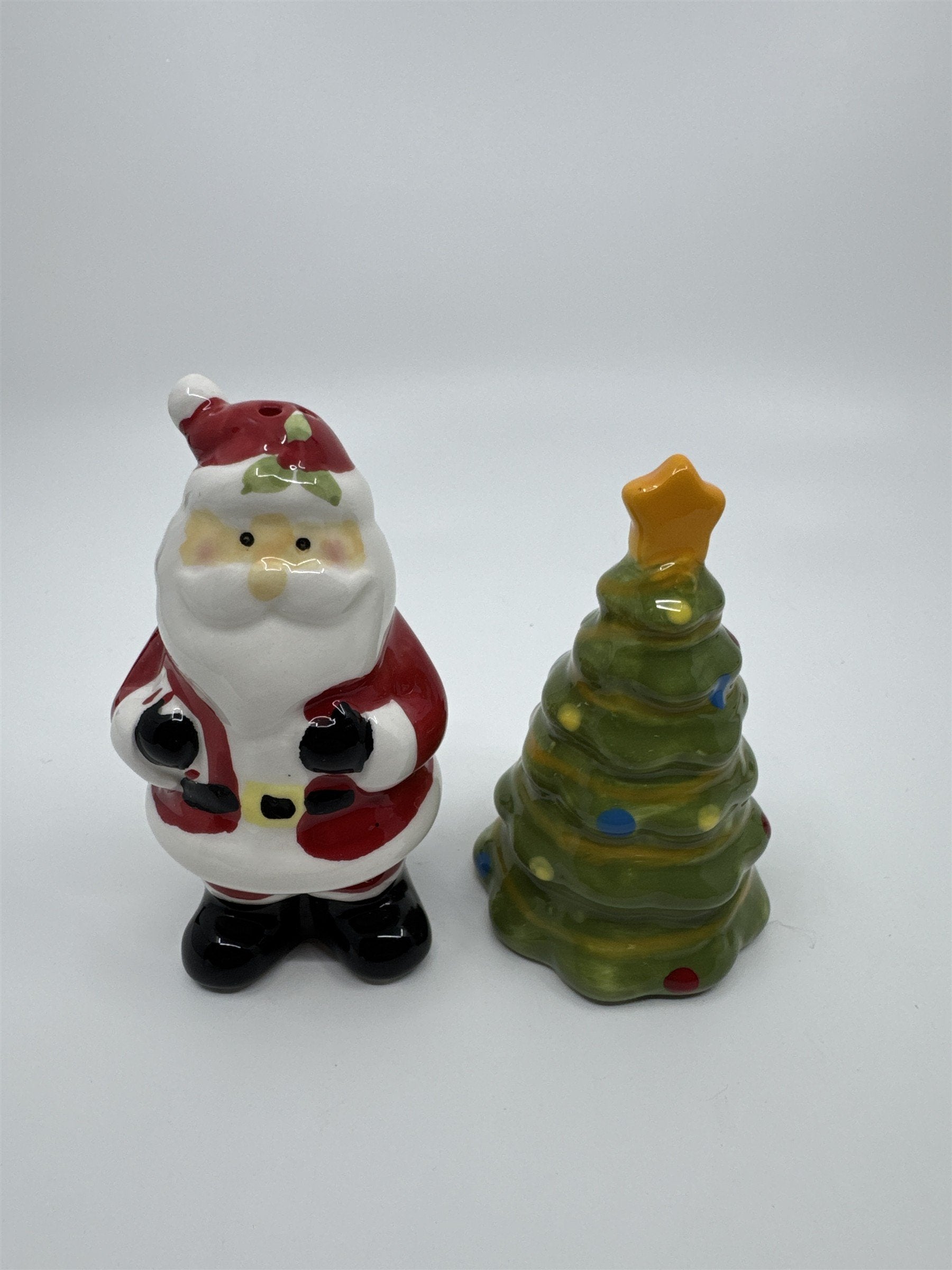 Ceramic Santa and Christmas Tree Salt and Pepper Shakers
