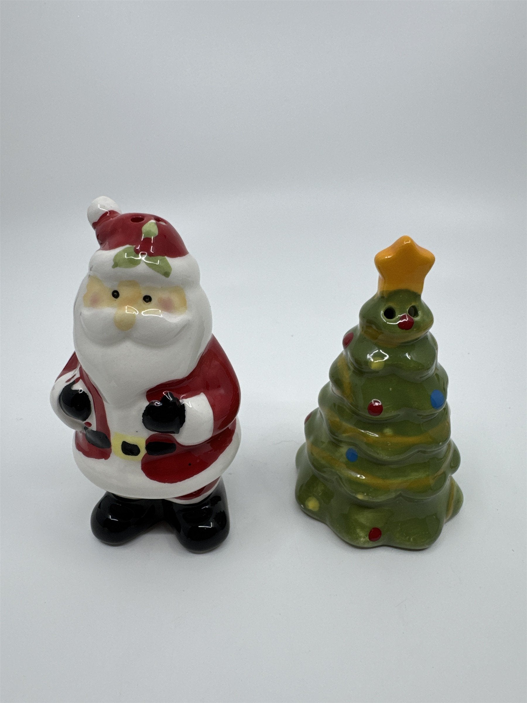 Ceramic Santa and Christmas Tree Salt and Pepper Shakers