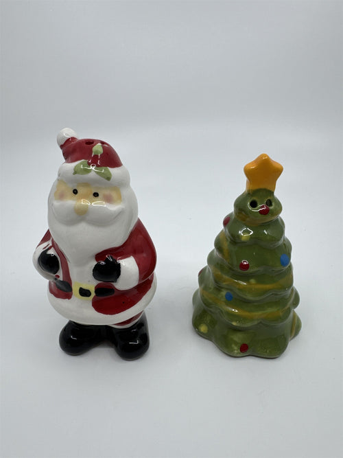 Ceramic Santa and Christmas Tree Salt and Pepper Shakers
