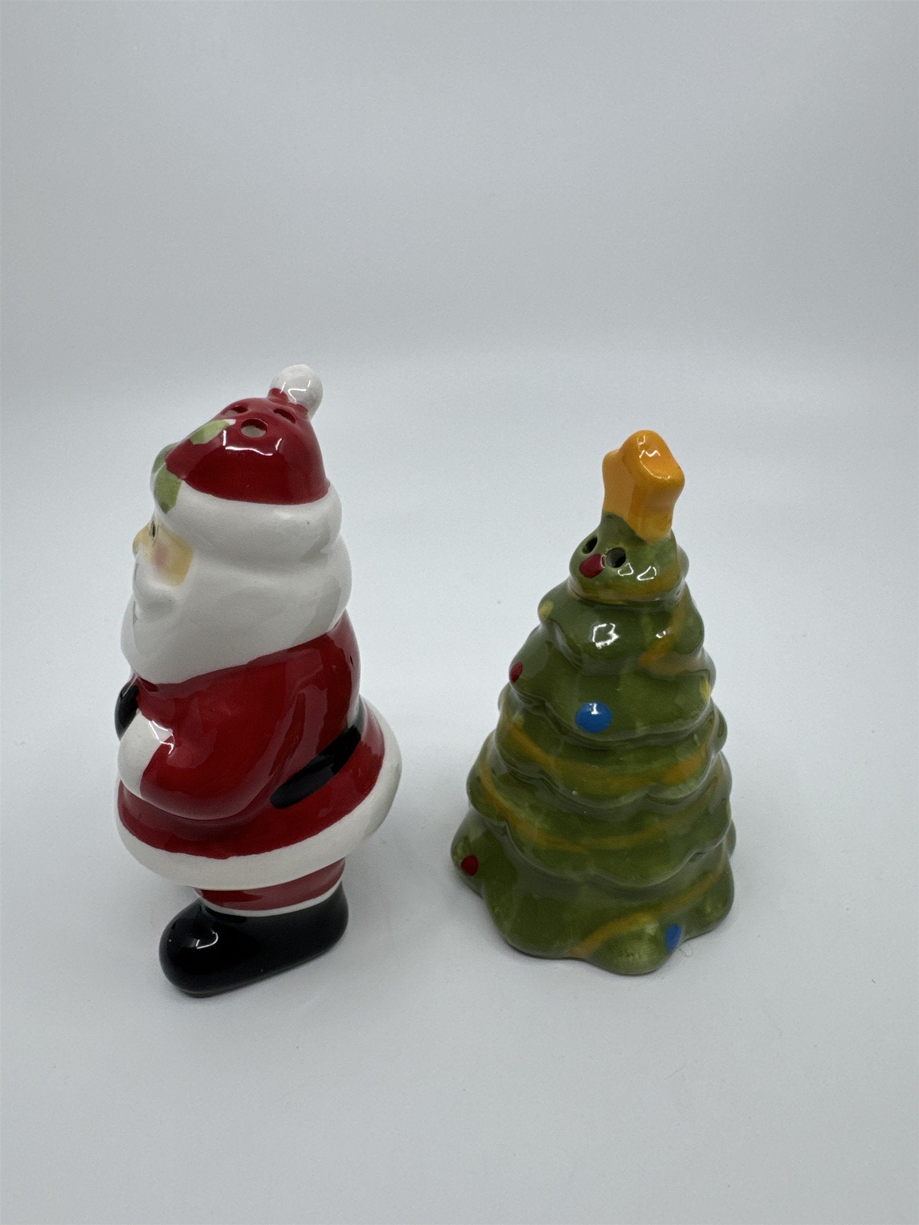 Ceramic Santa and Christmas Tree Salt and Pepper Shakers