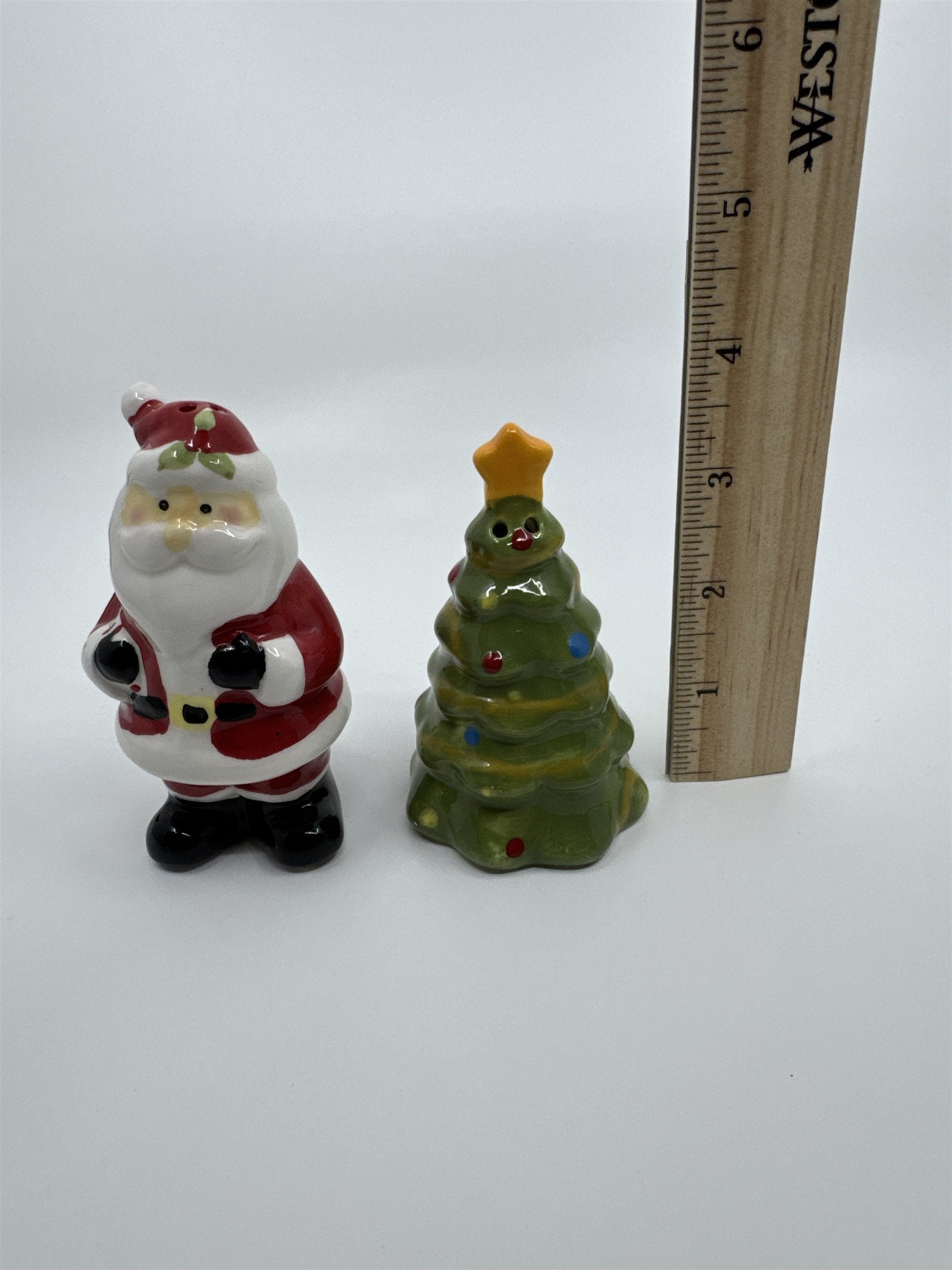 Ceramic Santa and Christmas Tree Salt and Pepper Shakers