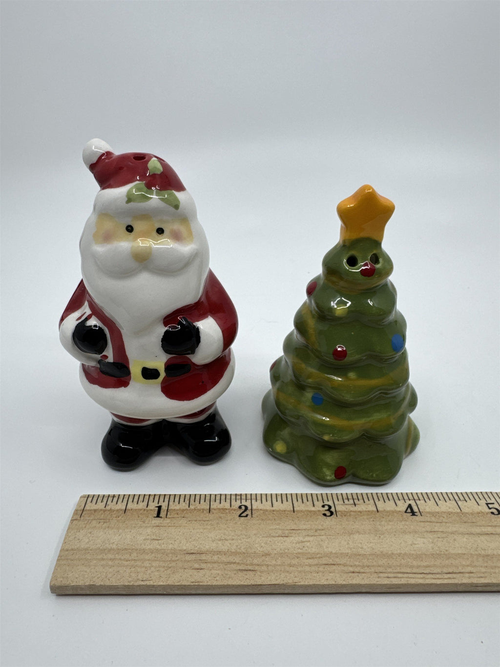 Ceramic Santa and Christmas Tree Salt and Pepper Shakers