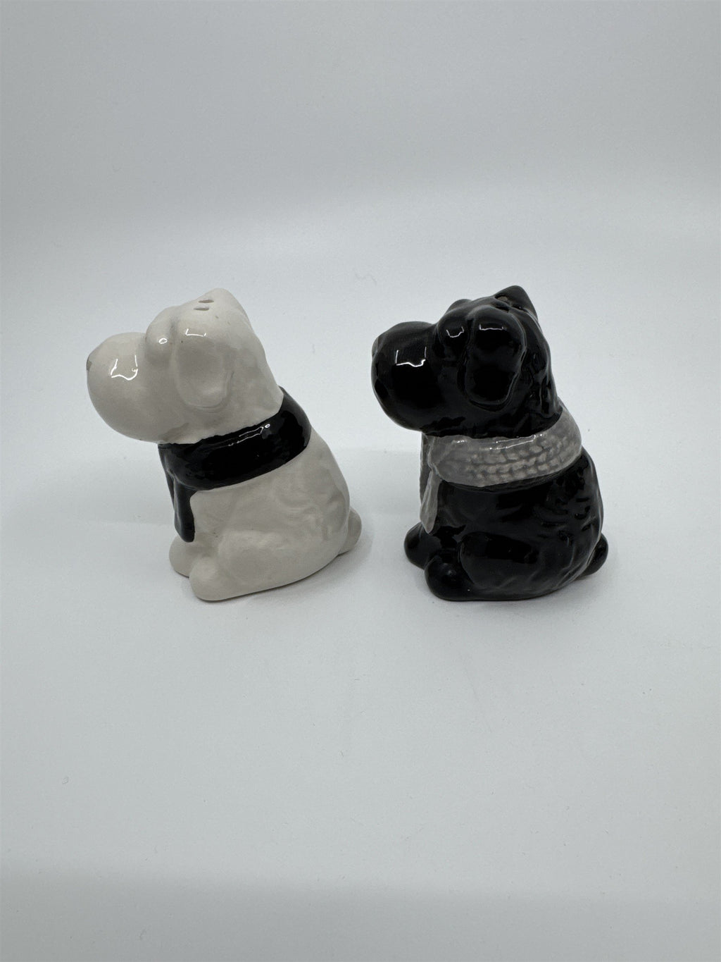 Black and White Scottish Terriers with Scarves Ceramic Salt and Pepper Shakers