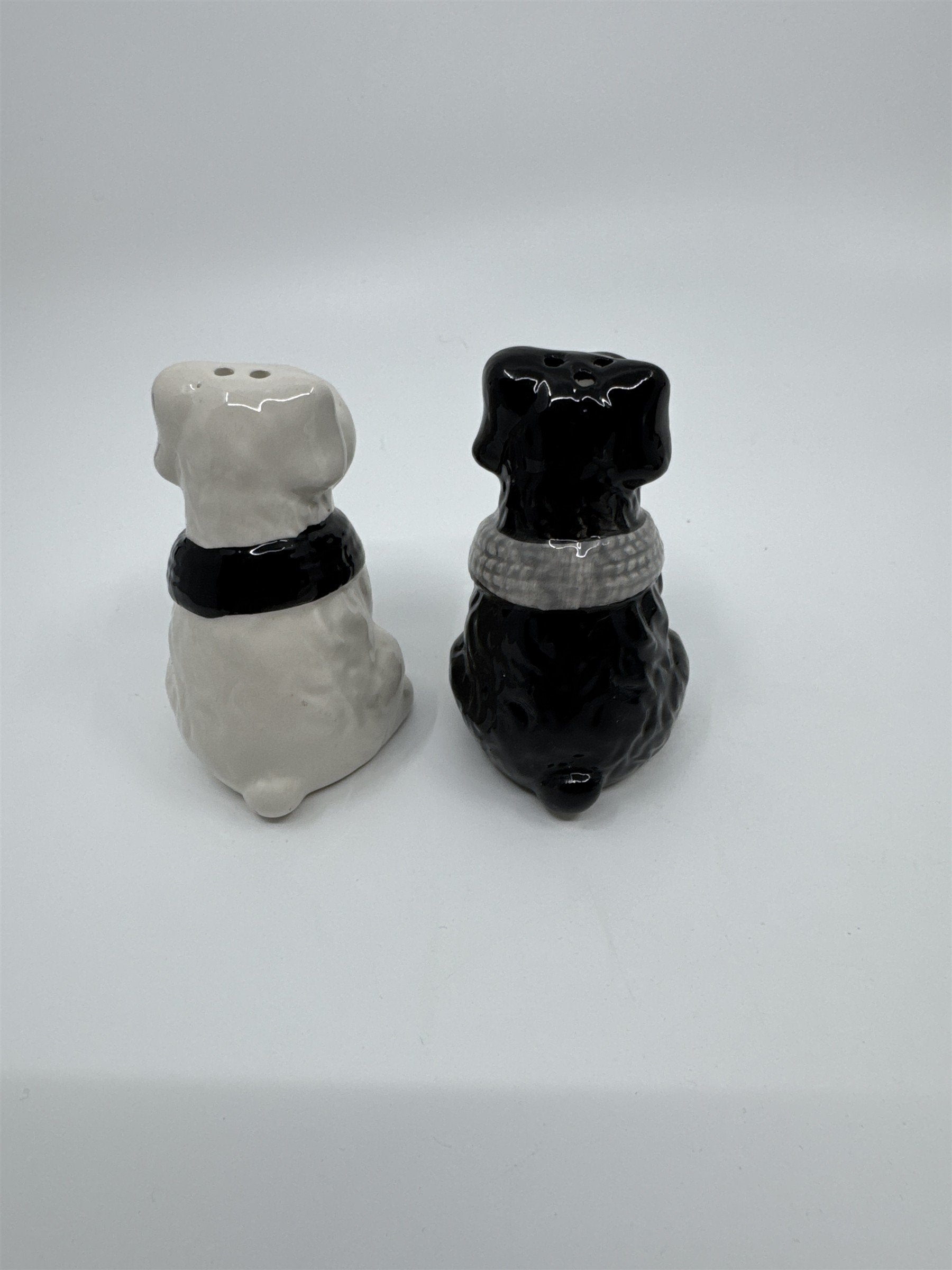 Black and White Scottish Terriers with Scarves Ceramic Salt and Pepper Shakers