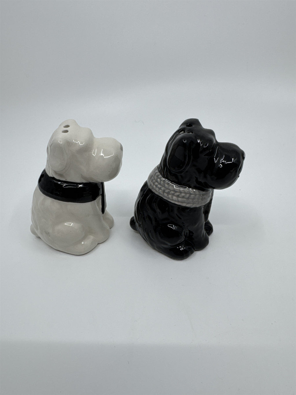 Black and White Scottish Terriers with Scarves Ceramic Salt and Pepper Shakers
