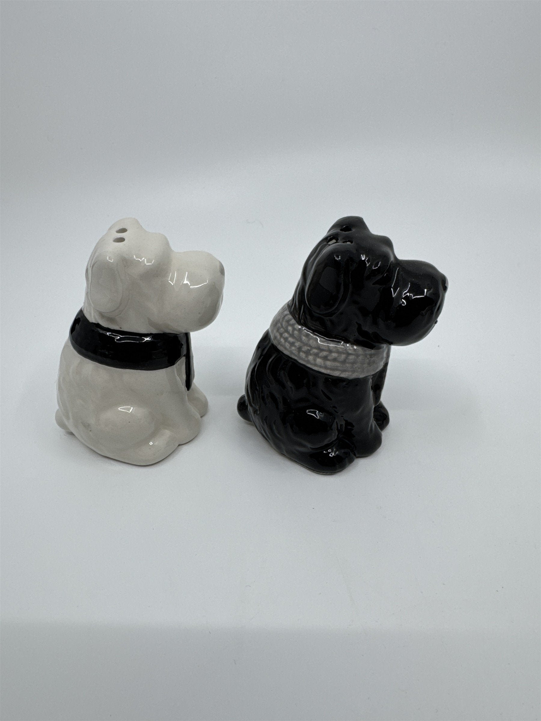 Black and White Scottish Terriers with Scarves Ceramic Salt and Pepper Shakers