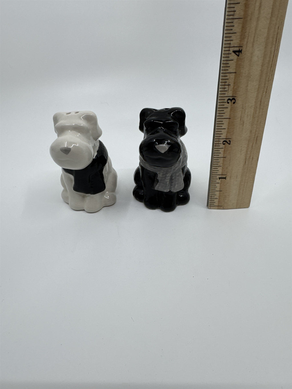 Black and White Scottish Terriers with Scarves Ceramic Salt and Pepper Shakers