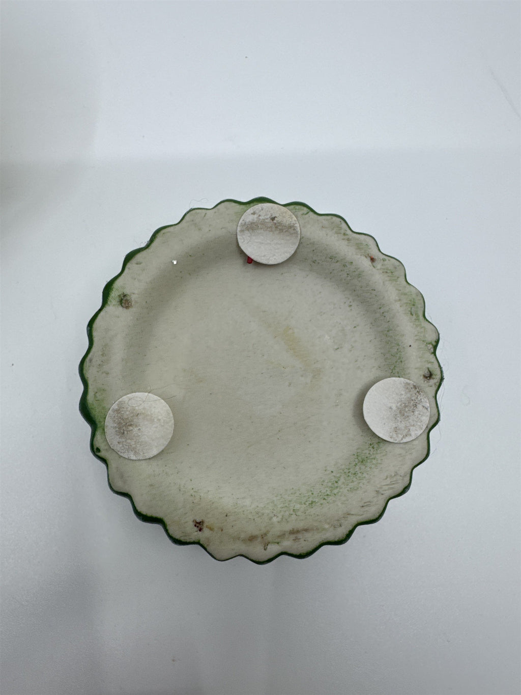 Vintage Ceramic Christmas Cupcake Candle with Candle Inside Peppermint on top