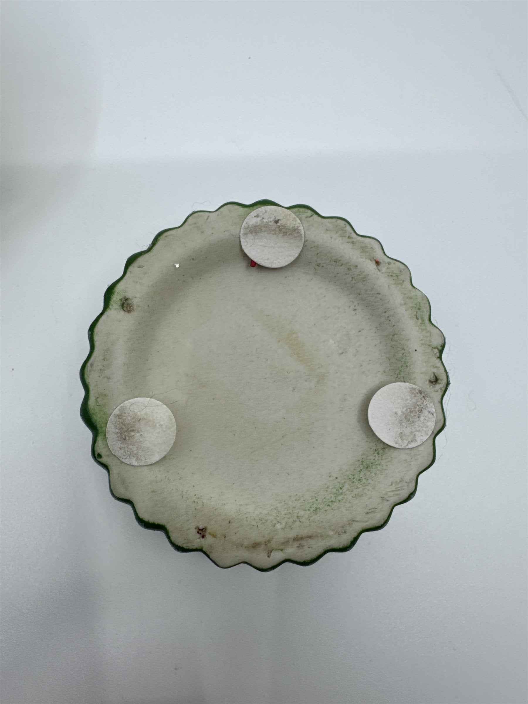 Vintage Ceramic Christmas Cupcake Candle with Candle Inside Peppermint on top