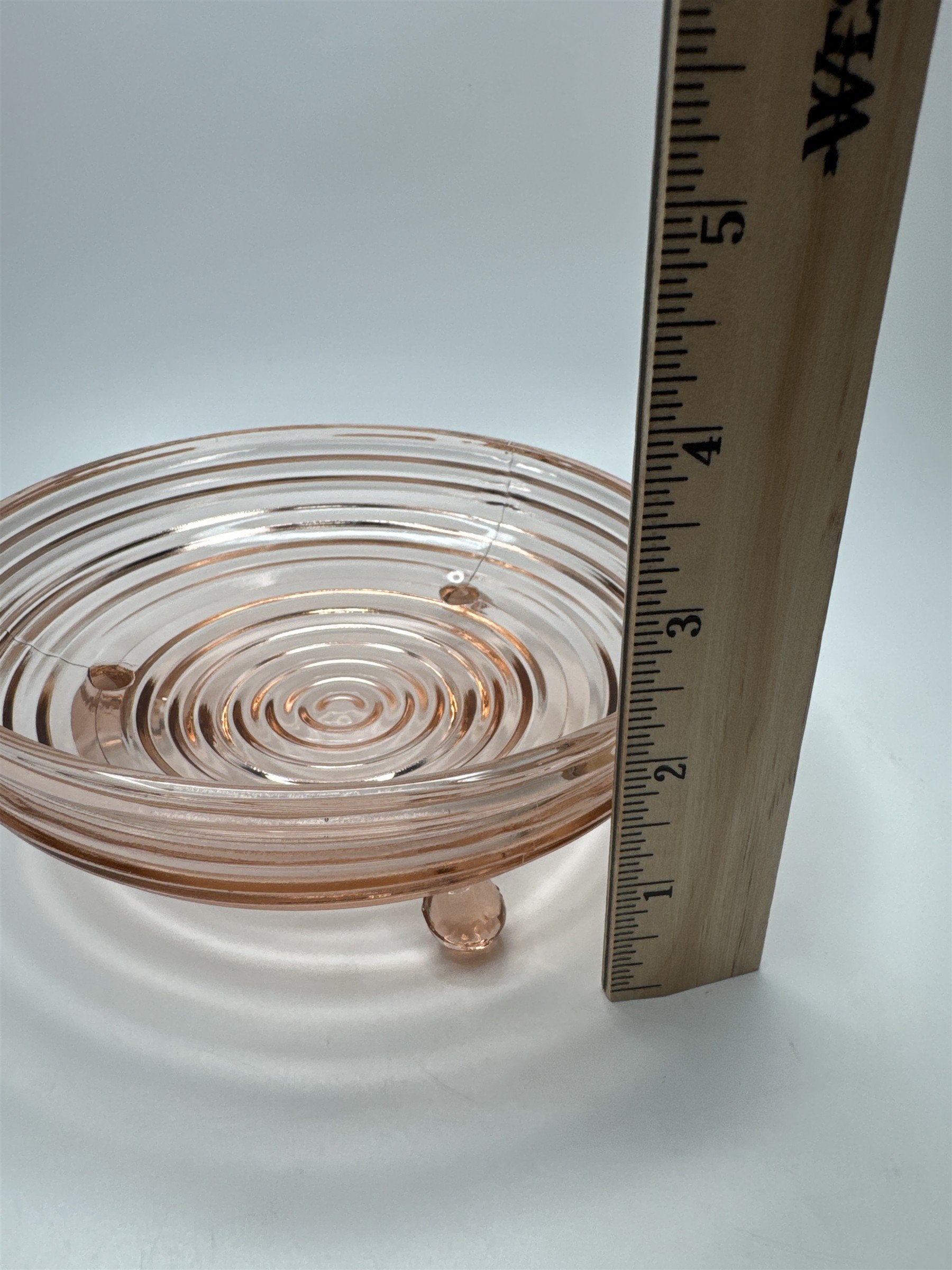 Vintage Manhattan Pink 3-Footed Open Pink Candy Dish Serving Dish Anchor Hocking