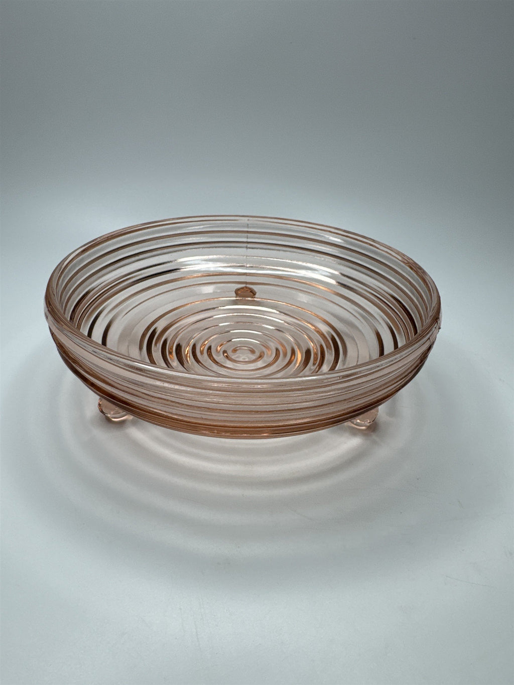 Vintage Manhattan Pink 3-Footed Open Pink Candy Dish Serving Dish Anchor Hocking