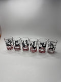 Set of 6 Vtg Hazel Atlas MCM Puppy Dogs Having Fun Doing Tricks Juice Glasses