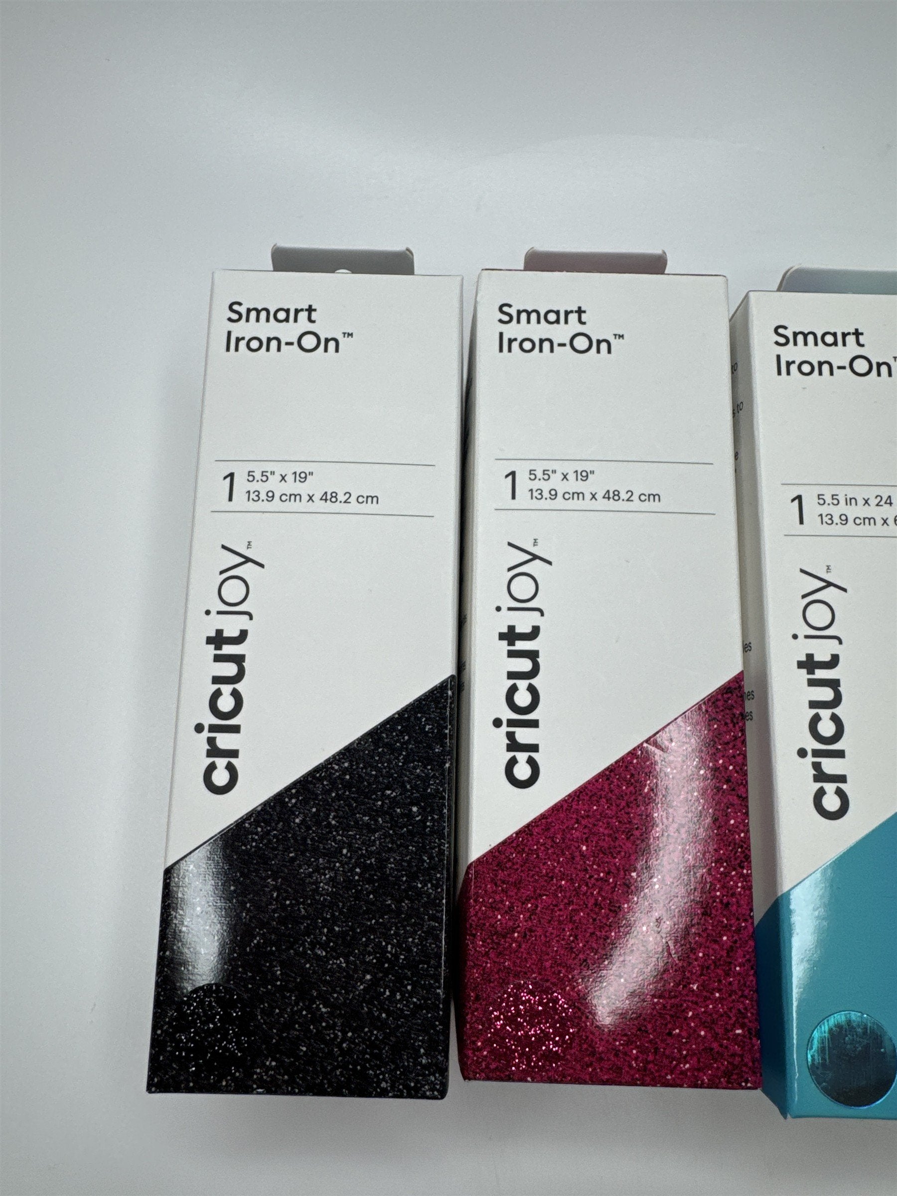 Lot of 4 Cricut Joy Smart Iron-On Metallic/Glitter Sheets Pink/Black/White/Blue