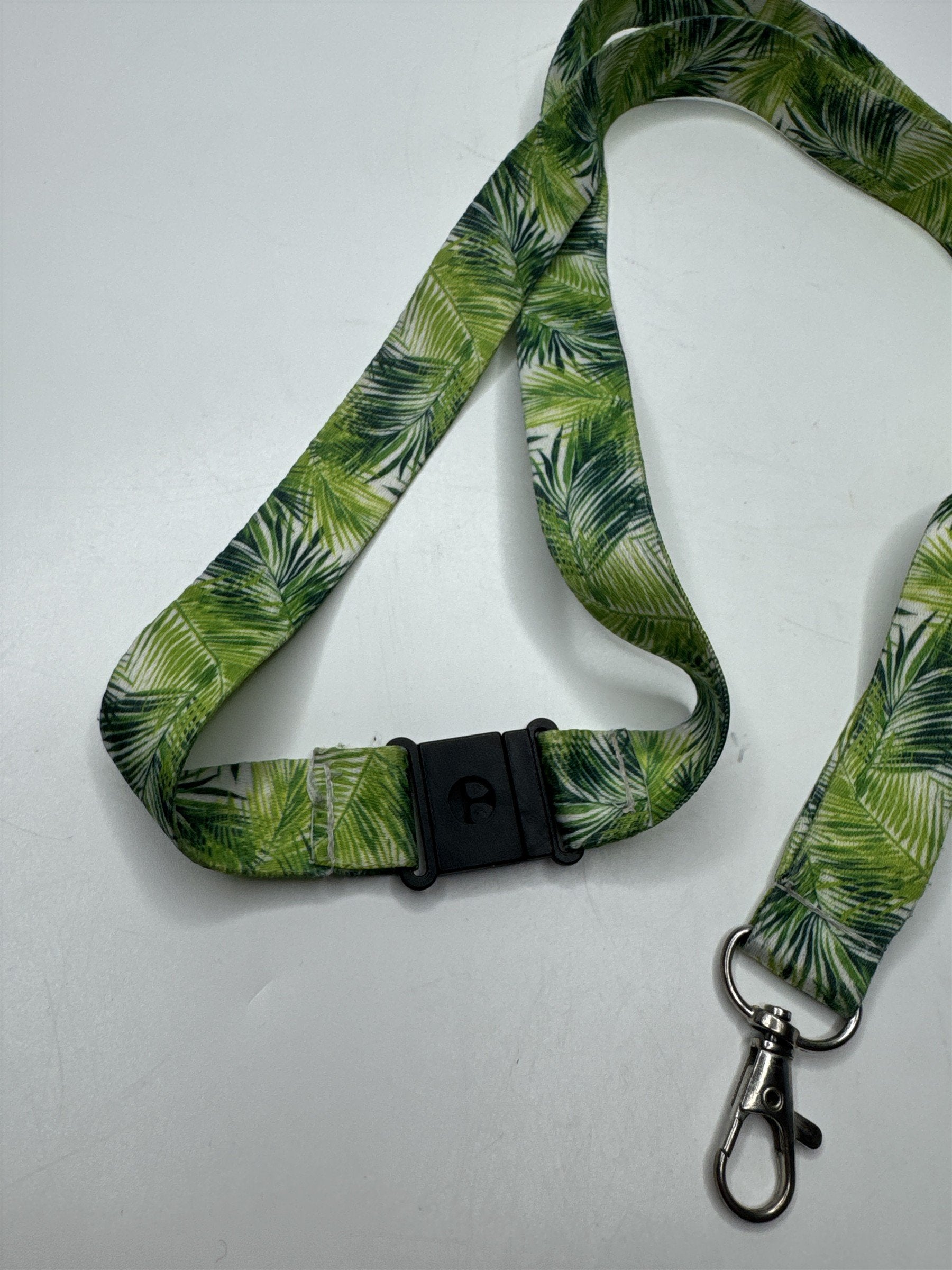 Lanyard For Keys /w Green Ferns Plants Pattern Allover Print Safety Breakaway