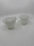 Vintage Milk Glass Cream and Sugar Set Anchor Hocking Bubble Glass Set