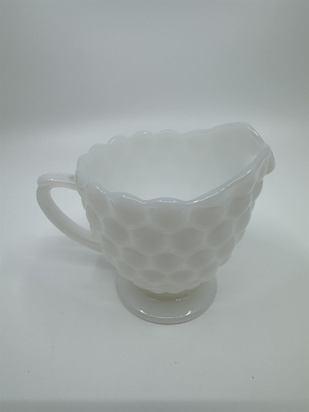Vintage Milk Glass Cream and Sugar Set Anchor Hocking Bubble Glass Set