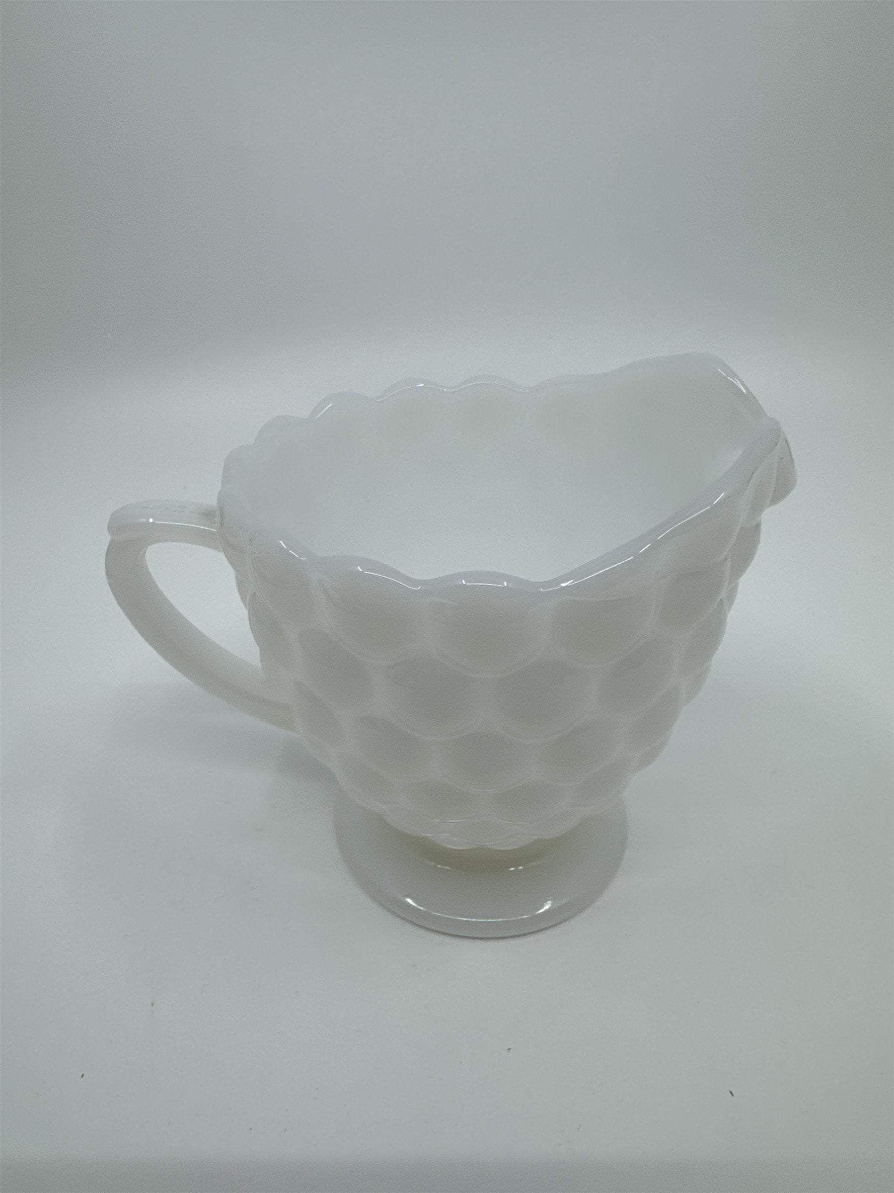 Vintage Milk Glass Cream and Sugar Set Anchor Hocking Bubble Glass Set