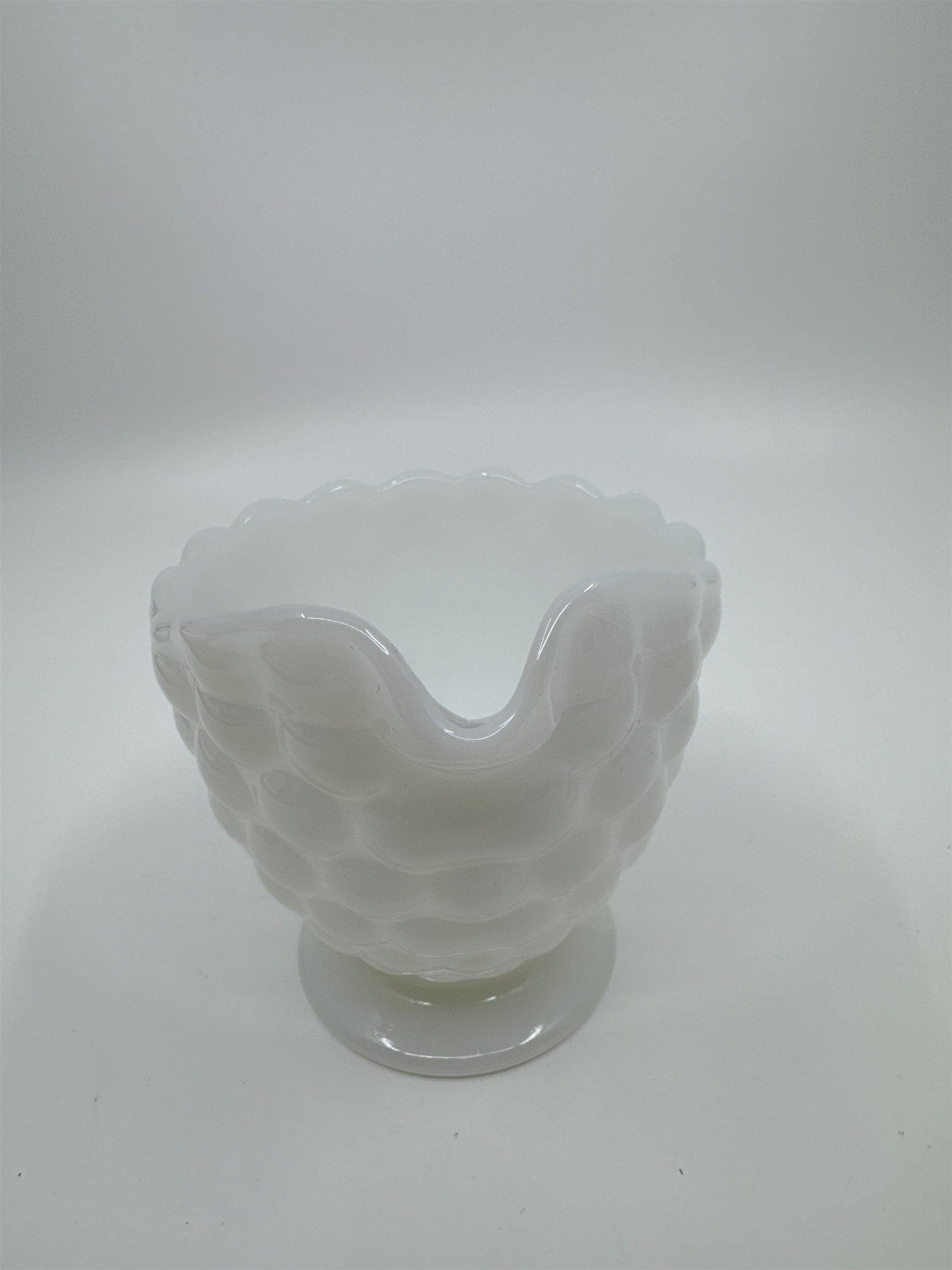 Vintage Milk Glass Cream and Sugar Set Anchor Hocking Bubble Glass Set