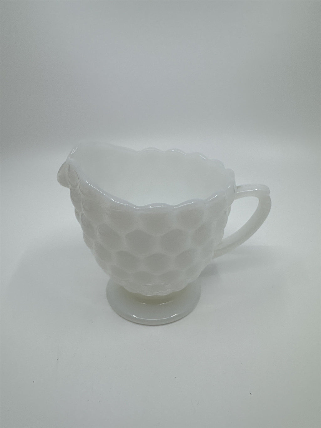 Vintage Milk Glass Cream and Sugar Set Anchor Hocking Bubble Glass Set