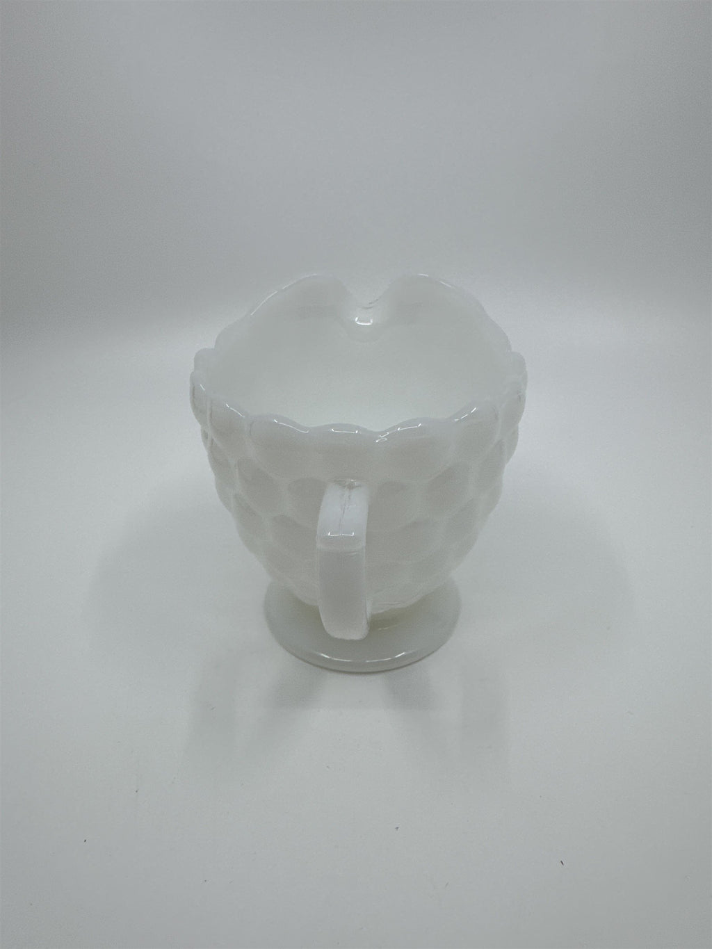 Vintage Milk Glass Cream and Sugar Set Anchor Hocking Bubble Glass Set