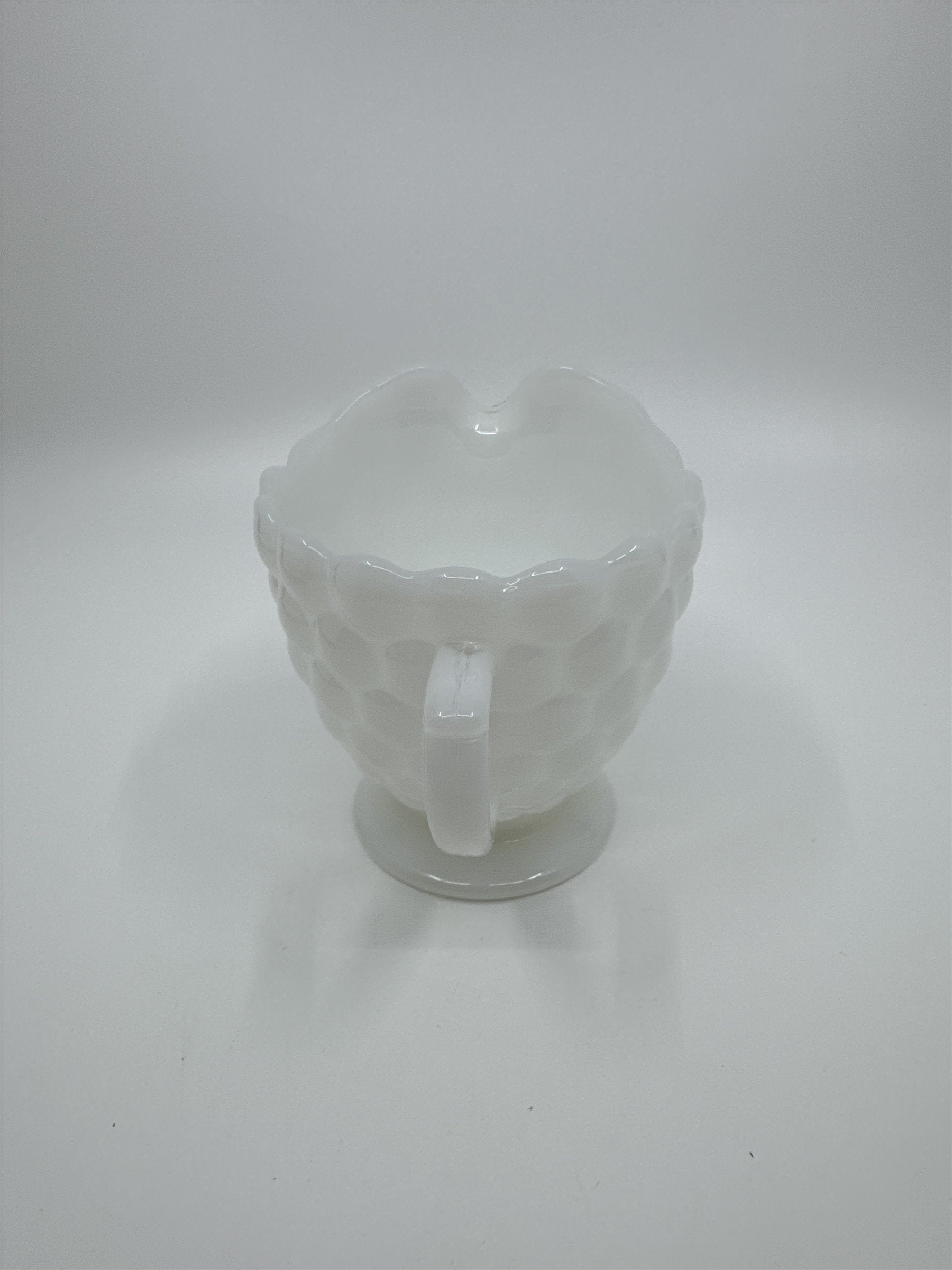 Vintage Milk Glass Cream and Sugar Set Anchor Hocking Bubble Glass Set