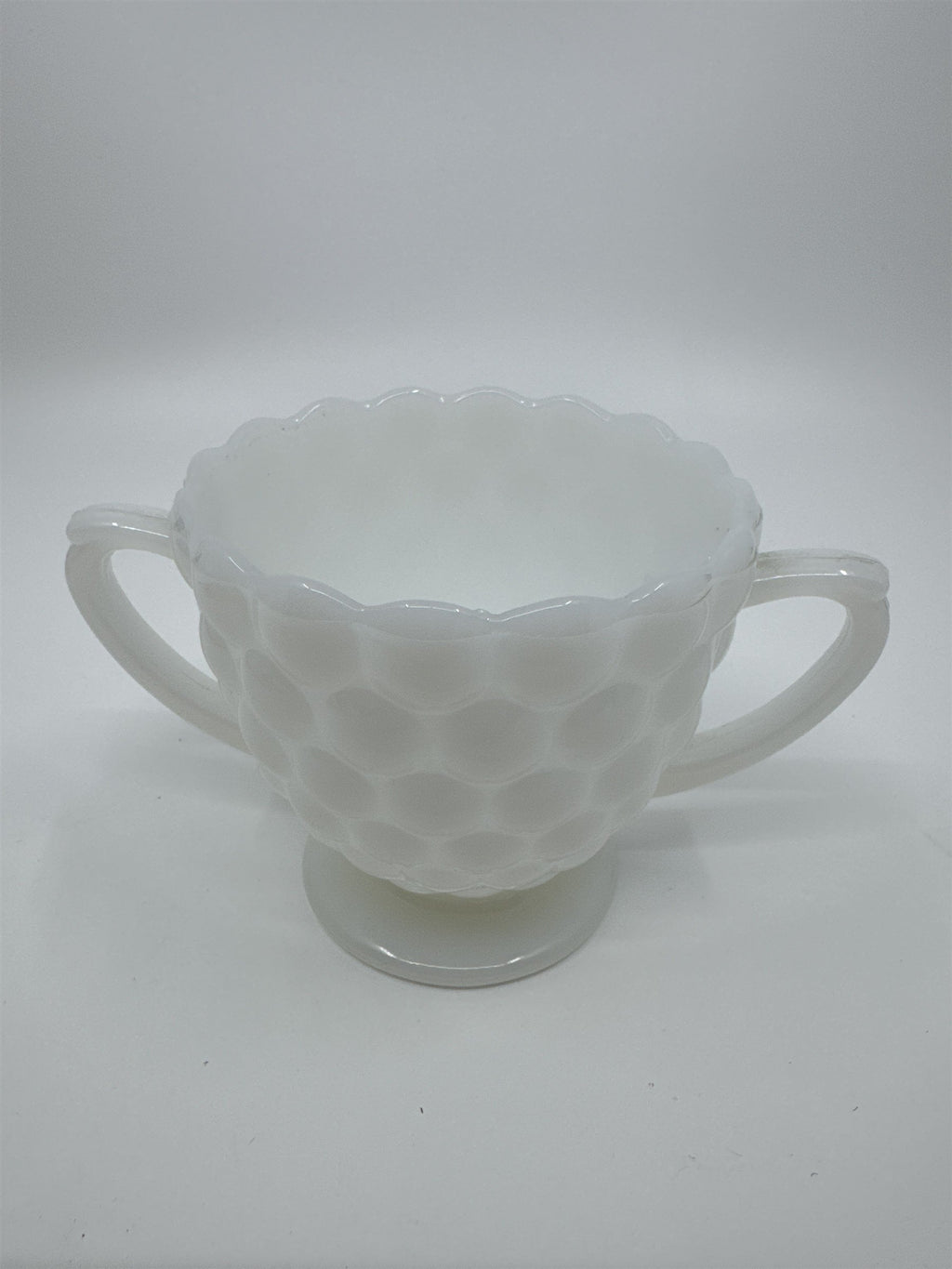 Vintage Milk Glass Cream and Sugar Set Anchor Hocking Bubble Glass Set