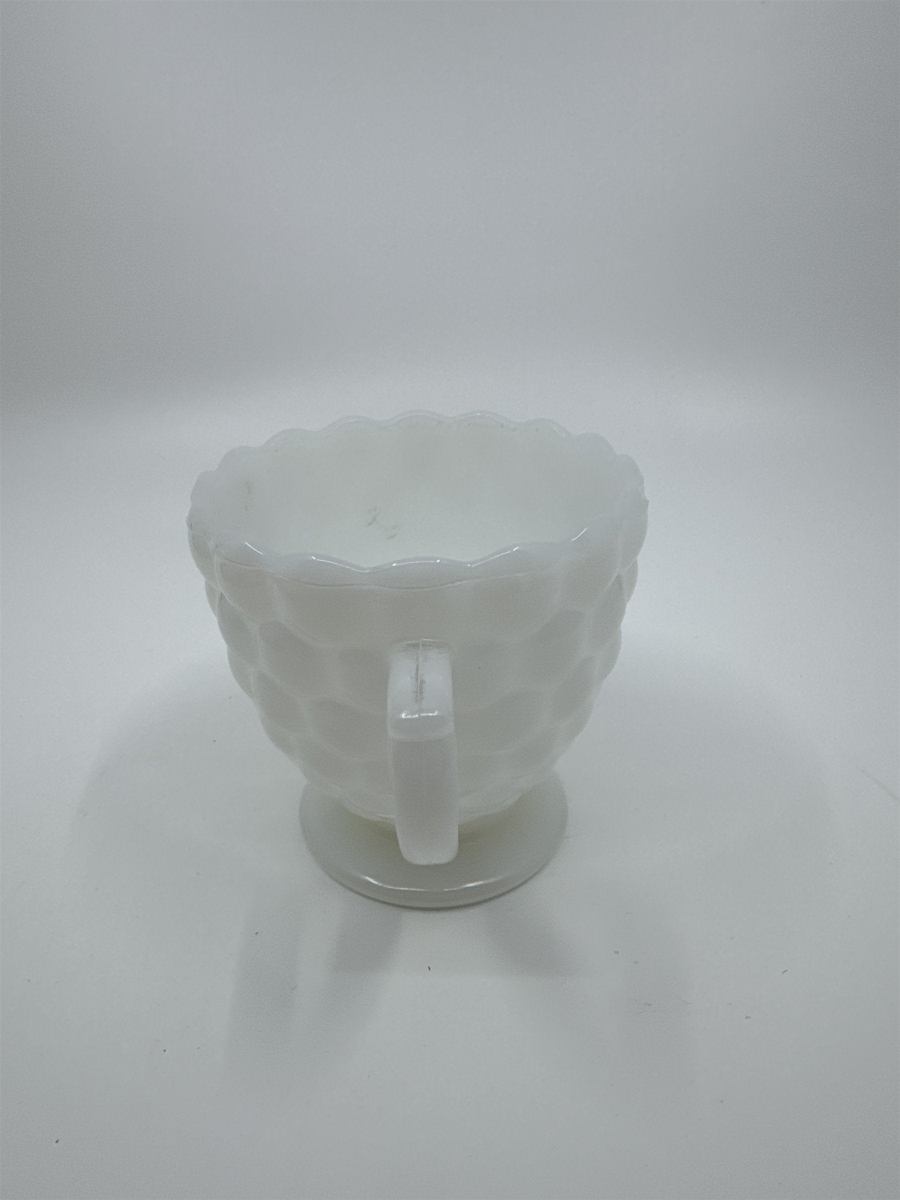 Vintage Milk Glass Cream and Sugar Set Anchor Hocking Bubble Glass Set
