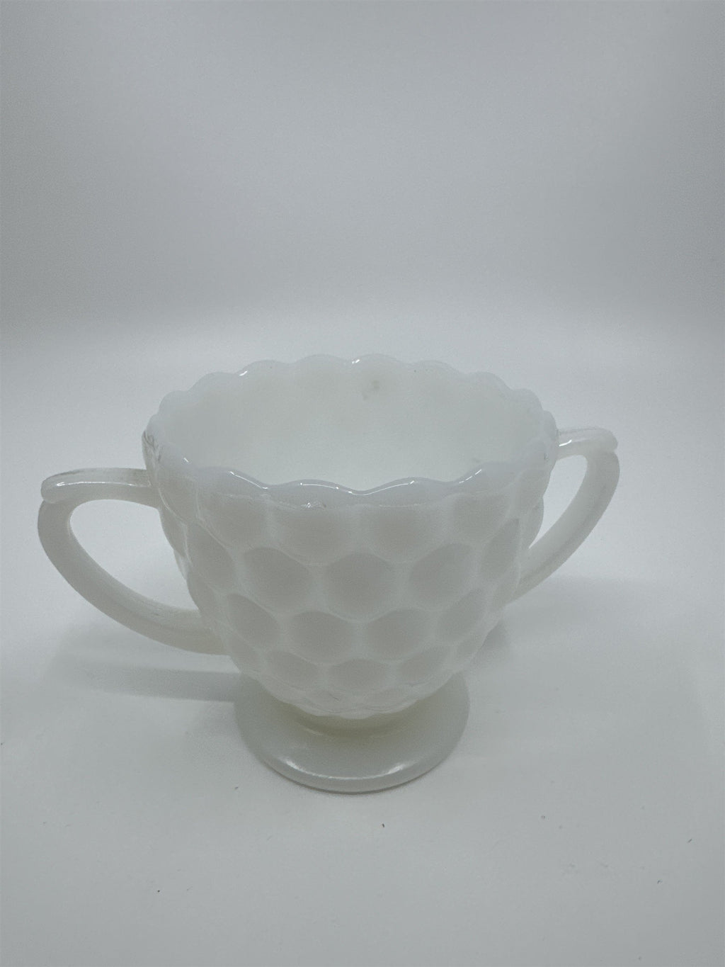 Vintage Milk Glass Cream and Sugar Set Anchor Hocking Bubble Glass Set
