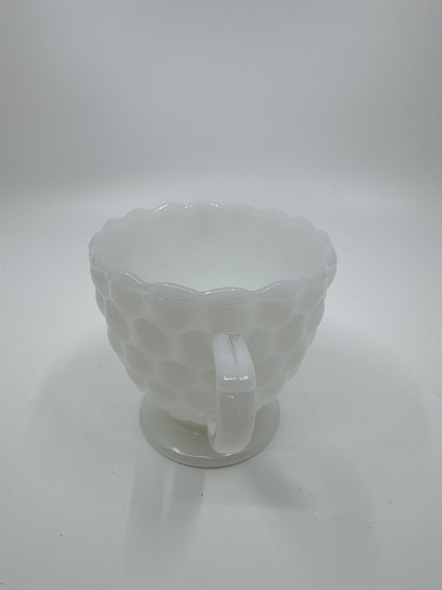 Vintage Milk Glass Cream and Sugar Set Anchor Hocking Bubble Glass Set