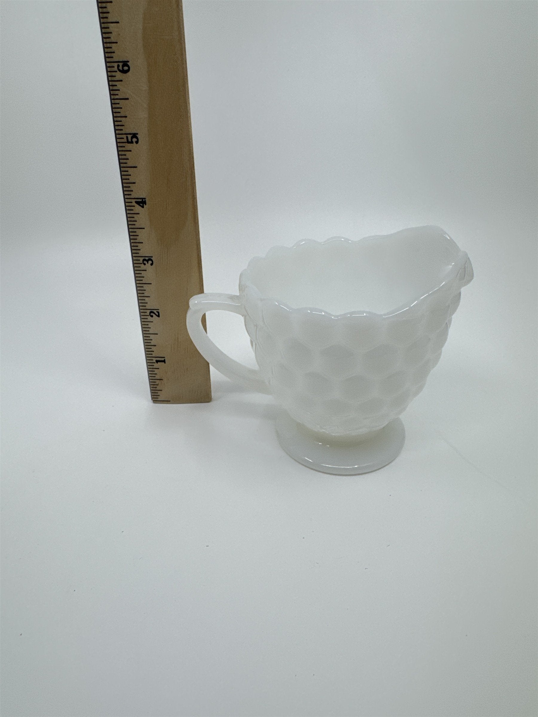 Vintage Milk Glass Cream and Sugar Set Anchor Hocking Bubble Glass Set