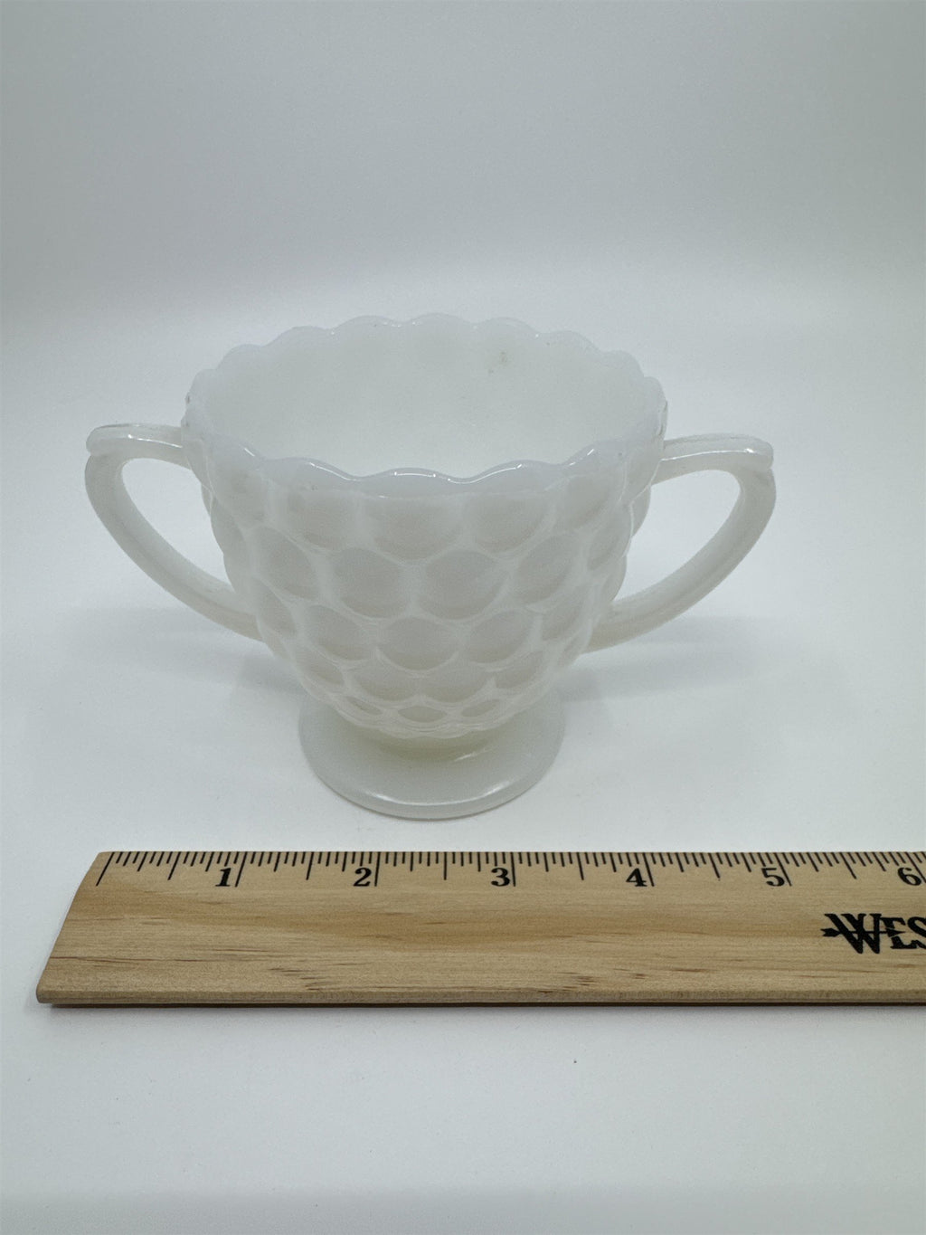 Vintage Milk Glass Cream and Sugar Set Anchor Hocking Bubble Glass Set