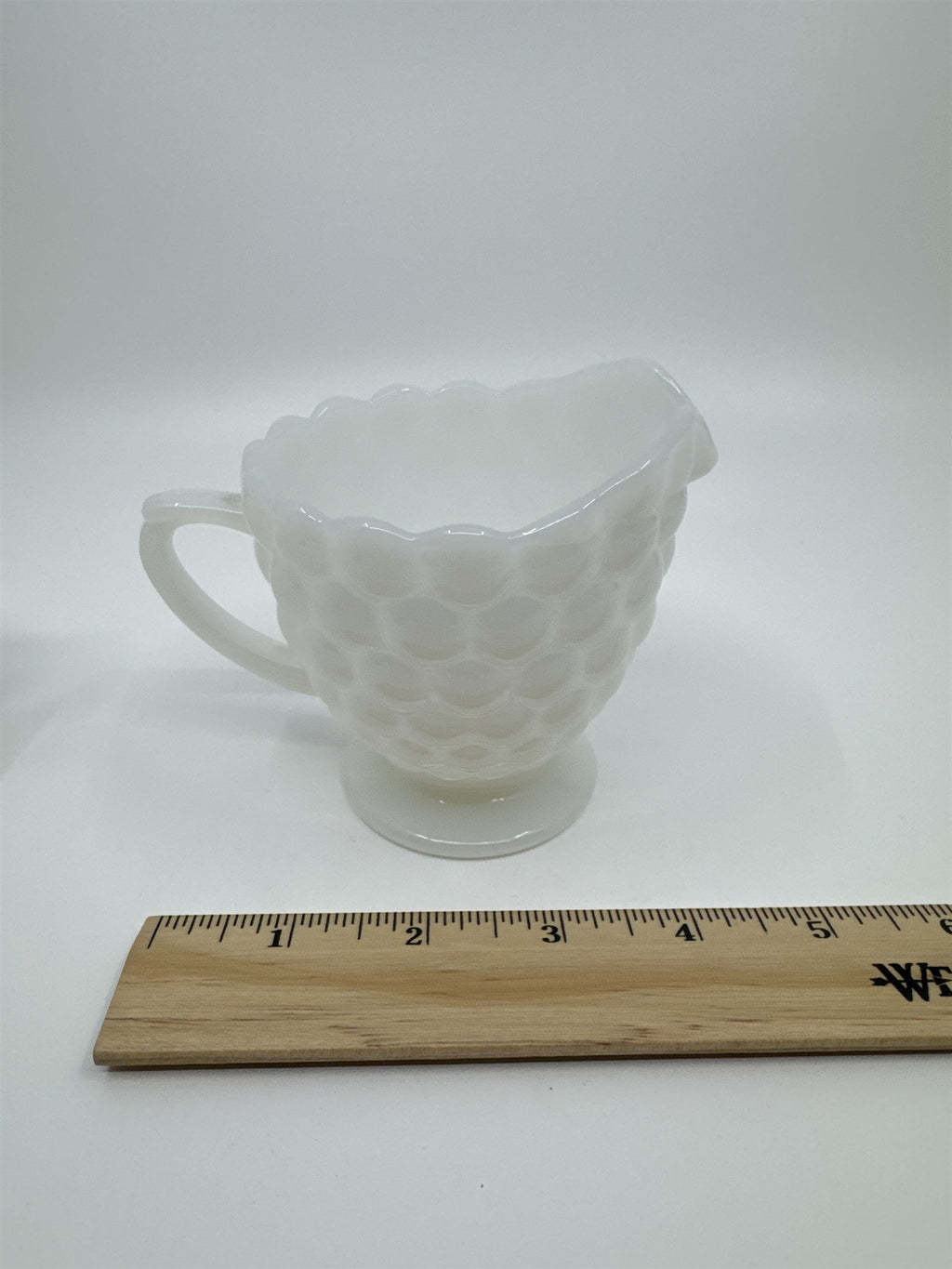 Vintage Milk Glass Cream and Sugar Set Anchor Hocking Bubble Glass Set
