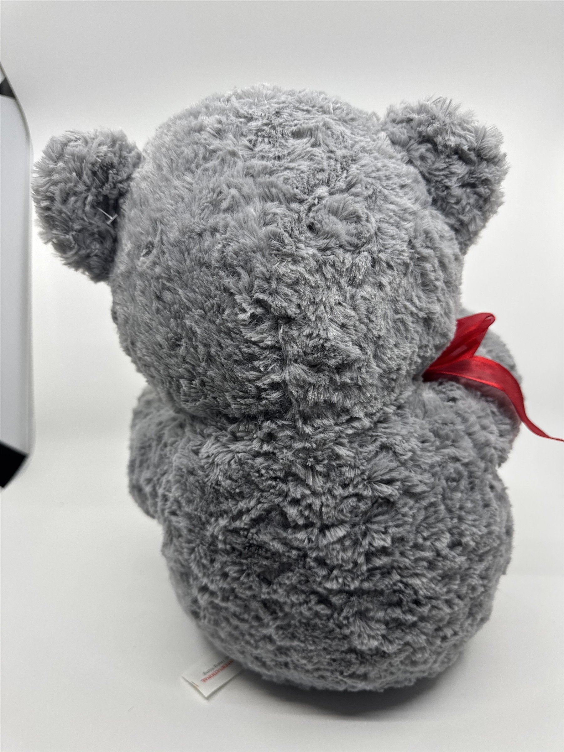Kiss Me Valentine's Day Grey Stuffed Animal Teddy Bear with Sequin Heart